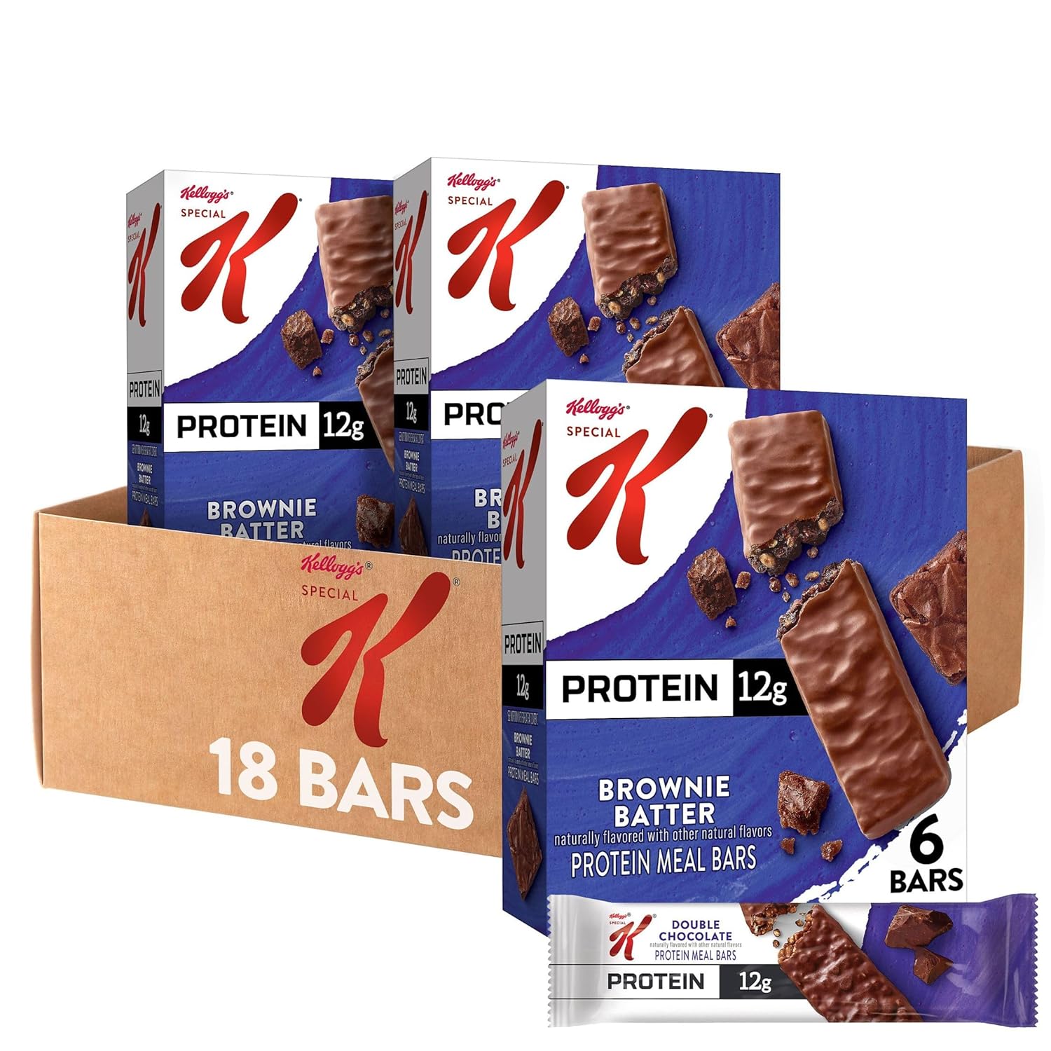 Special K Bar Protein Meal Bars, 12g Protein Snacks, Meal Replacement, Brownie Batter (3 Boxes)