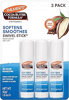 Palmer's Cocoa Butter Formula Moisturizing Swivel Stick with Vitamin E, Lip Balm for Beach Bag, Face & Body Moisturizer Stick, Ideal for Treating Dry Skin Patches (Pack of 3)