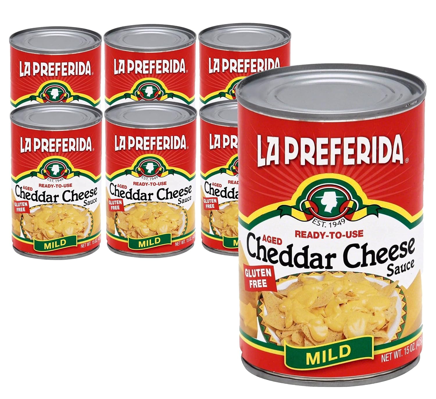 La Preferida Mild Cheddar Cheese Sauce (Velvety, Ready-to-Pour Canned Cheese) for Nachos, Tacos, Dips & Tex-Mex Dishes, Versatile Pantry Staple, 15oz. (Pack of 6)