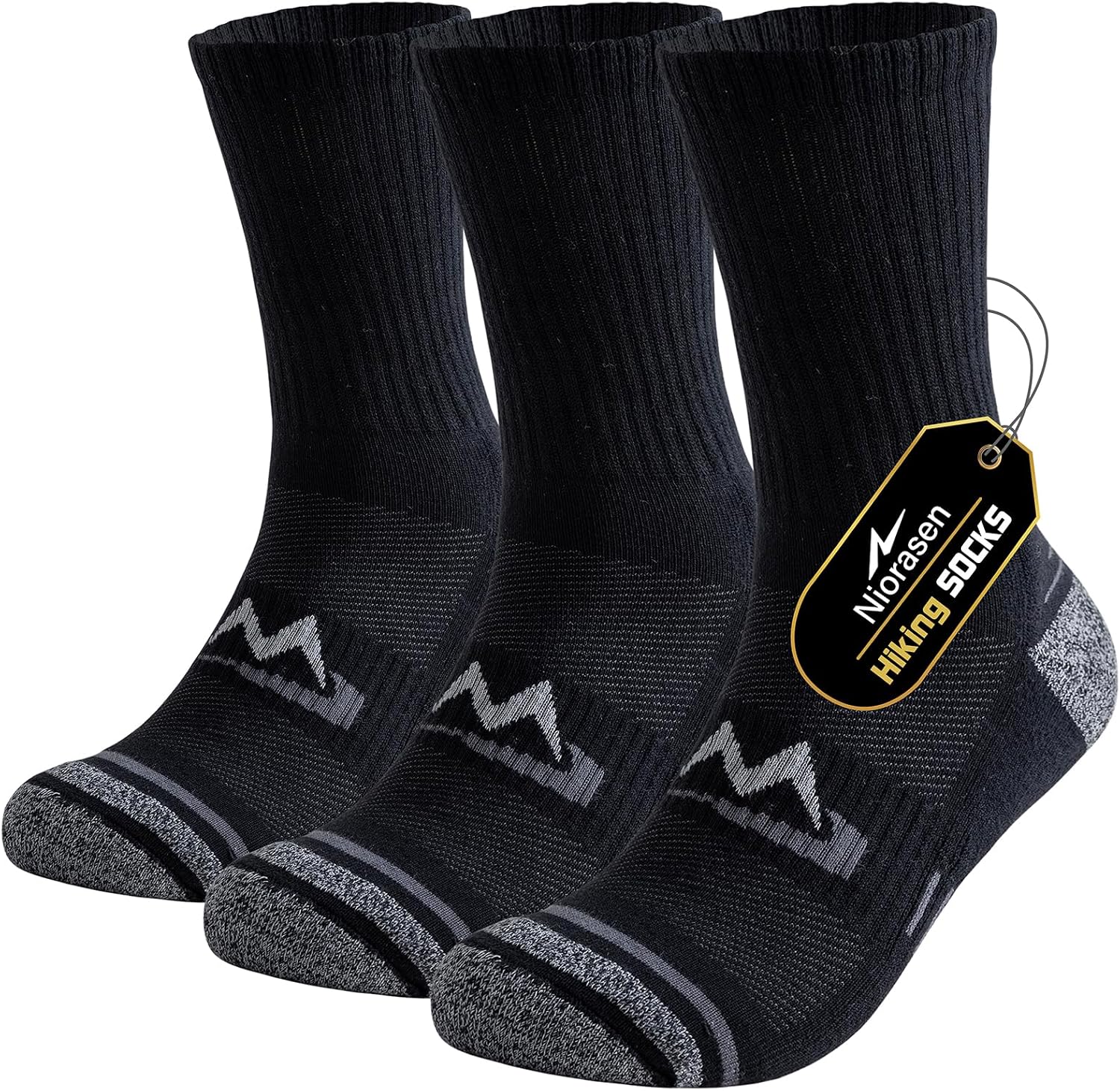 Niorasen Mens Sports Socks, Cushioned Anti Blister Hiking Walking Socks