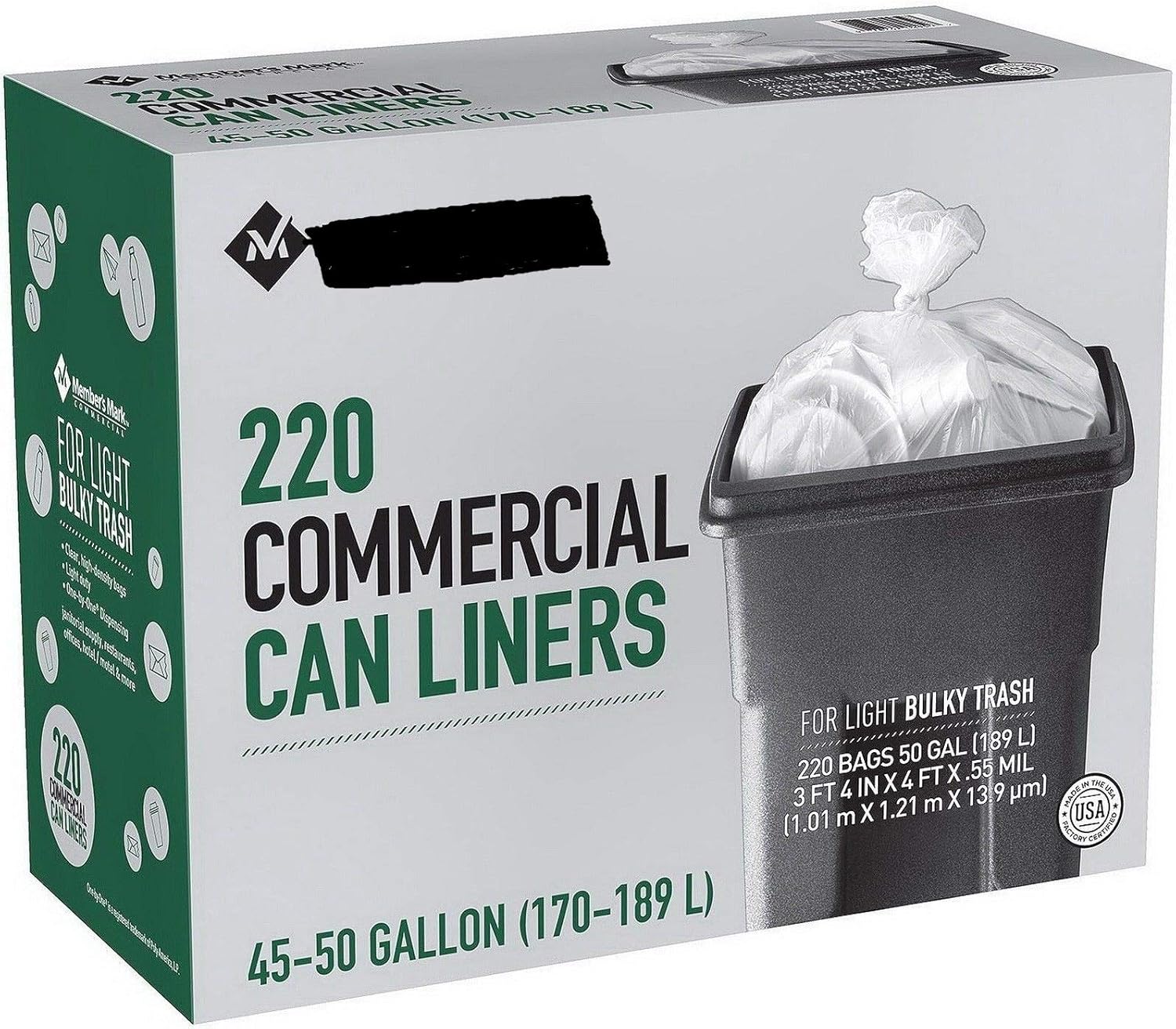 New 220 Light Duty 45 - 50 Gallon Garbage Bags Commercial Trash Can Liners Clear
