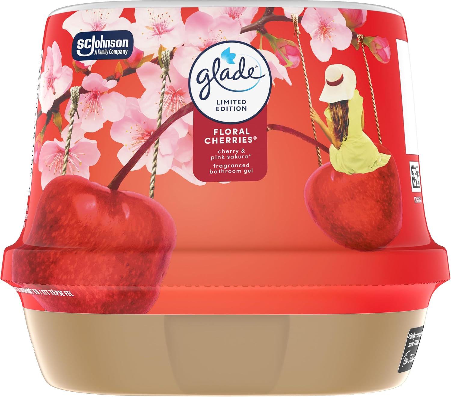 Glade Bathroom Gel Floral Cherries, Air Freshener Odour Eliminator, 180g