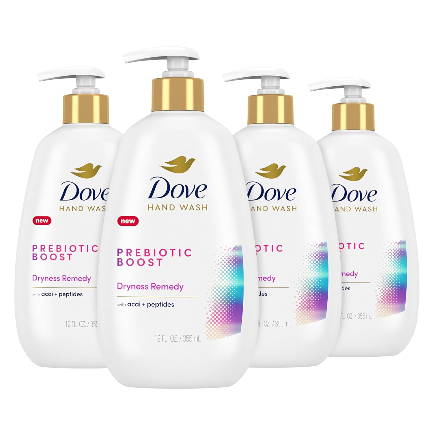 Dove Prebiotic Boost Hand Wash Soothing Therapy 4 Count for Lasting Softness, with Oatmeal & Ceramides