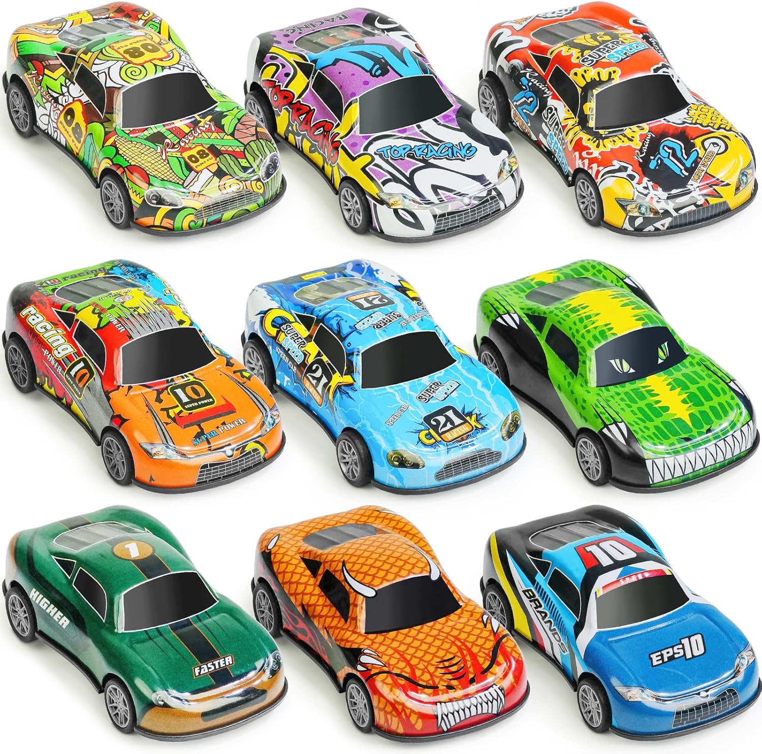 4.2" Toy Cars Metal Race Cars Vehicles 9 Pack, Pull Back Cars Toys for Boys, Girls, Toddlers, Kids 2,3,4,5,6,7 Years Old, Party Favors, Teacher Reward Prizes, Boy Birthday Gifts