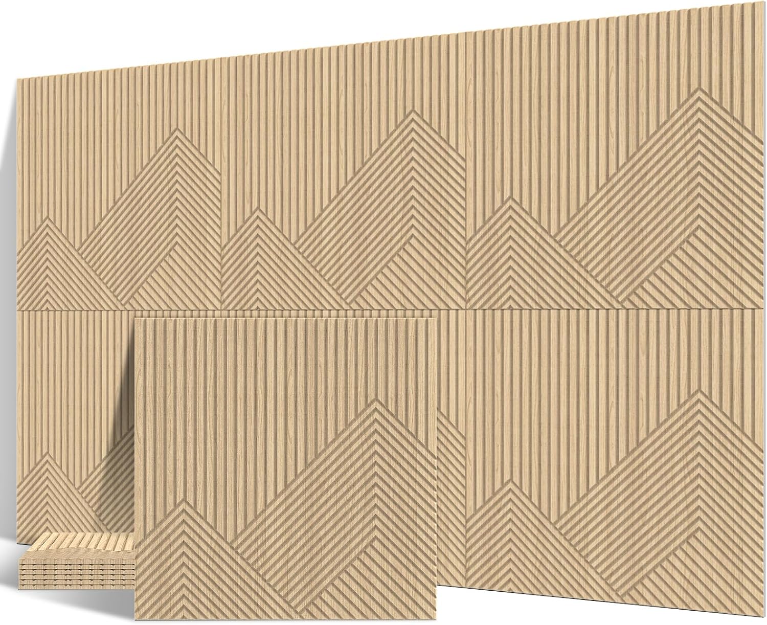 LOVIVO Acoustical Wall Panels, 6 PCS 23.6 X 23.6 Inches Self-Adhesive Acoustic Panels, Decorative Soundproof Wall Panels,Decorative Wood Grain Printing Sound Panels, Self-Adhesive Acoustic Wall Art