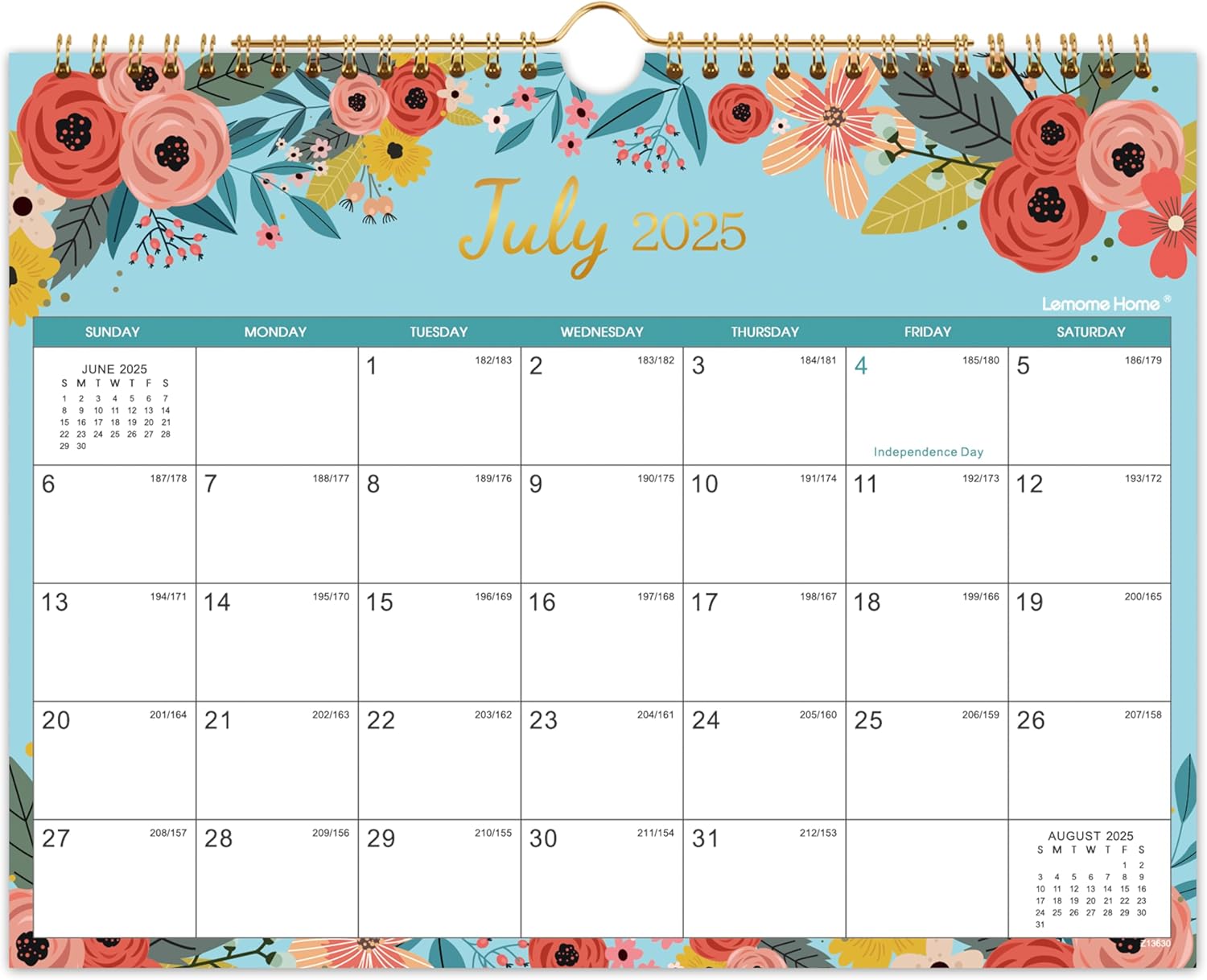 Calendar 2025-2026 Wall - 2025-2026 Calendar, Jul.2025 - Dec.2026, 11" x 8.5", 18 Month Calendar 2-in-1 with Notes + Thick Paper + Twin-wire Binding - Floral