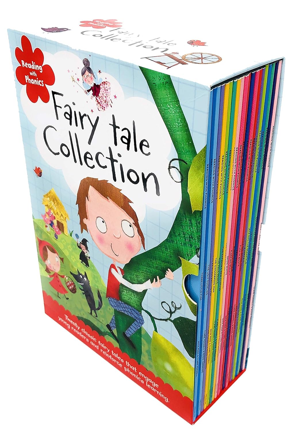 Reading With Phonics Fairy Tale Collection 20 Books Set (Three Little Pigs, Three Billy Goats Gruff, The Ugly Duckling, The Princess and the Pea, The Gingerbread Man, The Frog Prince and More)
