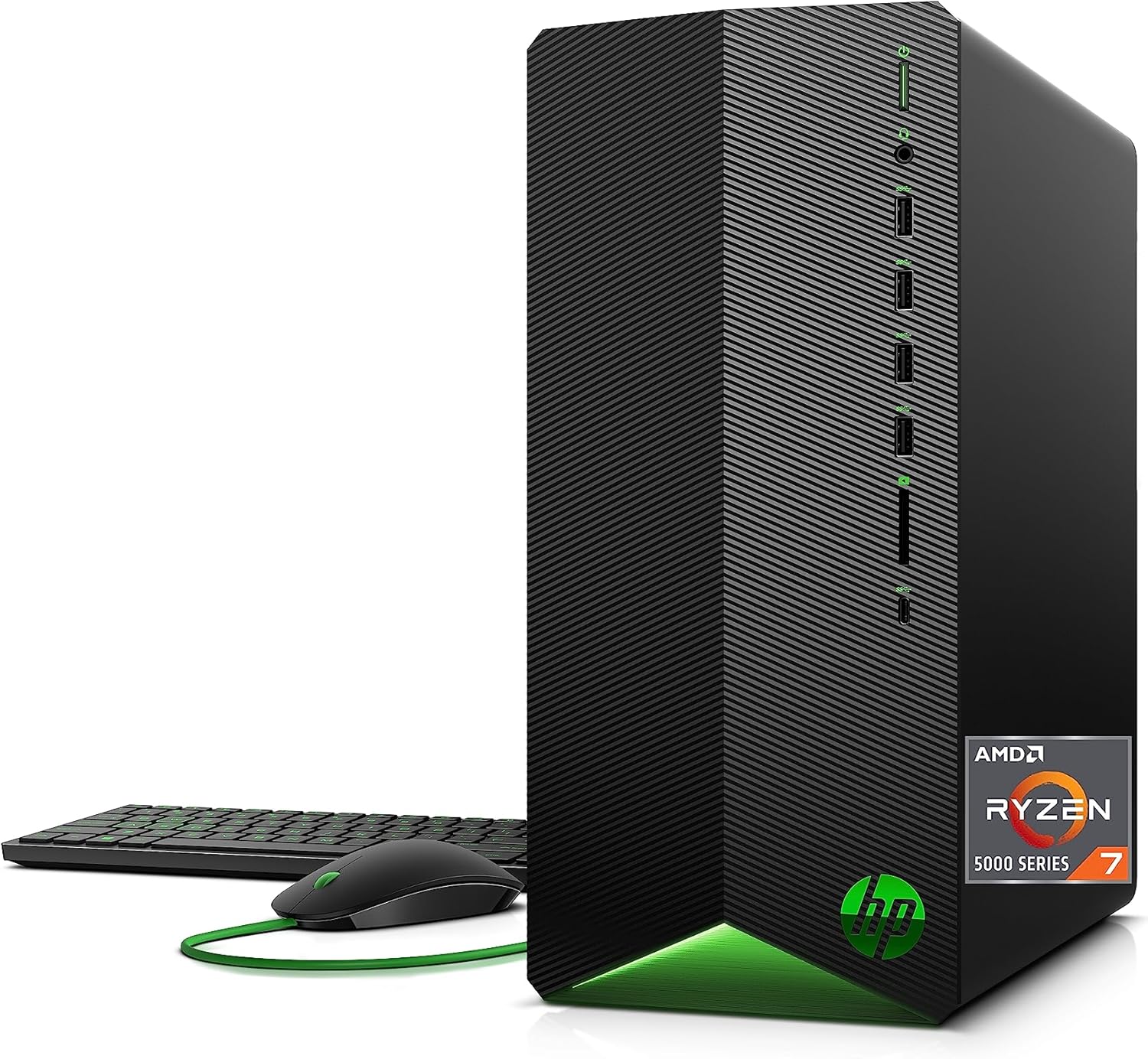 HP Pavilion Gaming PC, AMD Ryzen 7 5700G Processor, 16 GB SDRAM, 512 GB SSD, Windows 11 Pro, Wi-Fi 5 & Bluetooth Combo, 9 USB Ports, Pre-built Gaming PC Tower, Mouse and Keyboard (TG01-2360, 2021)