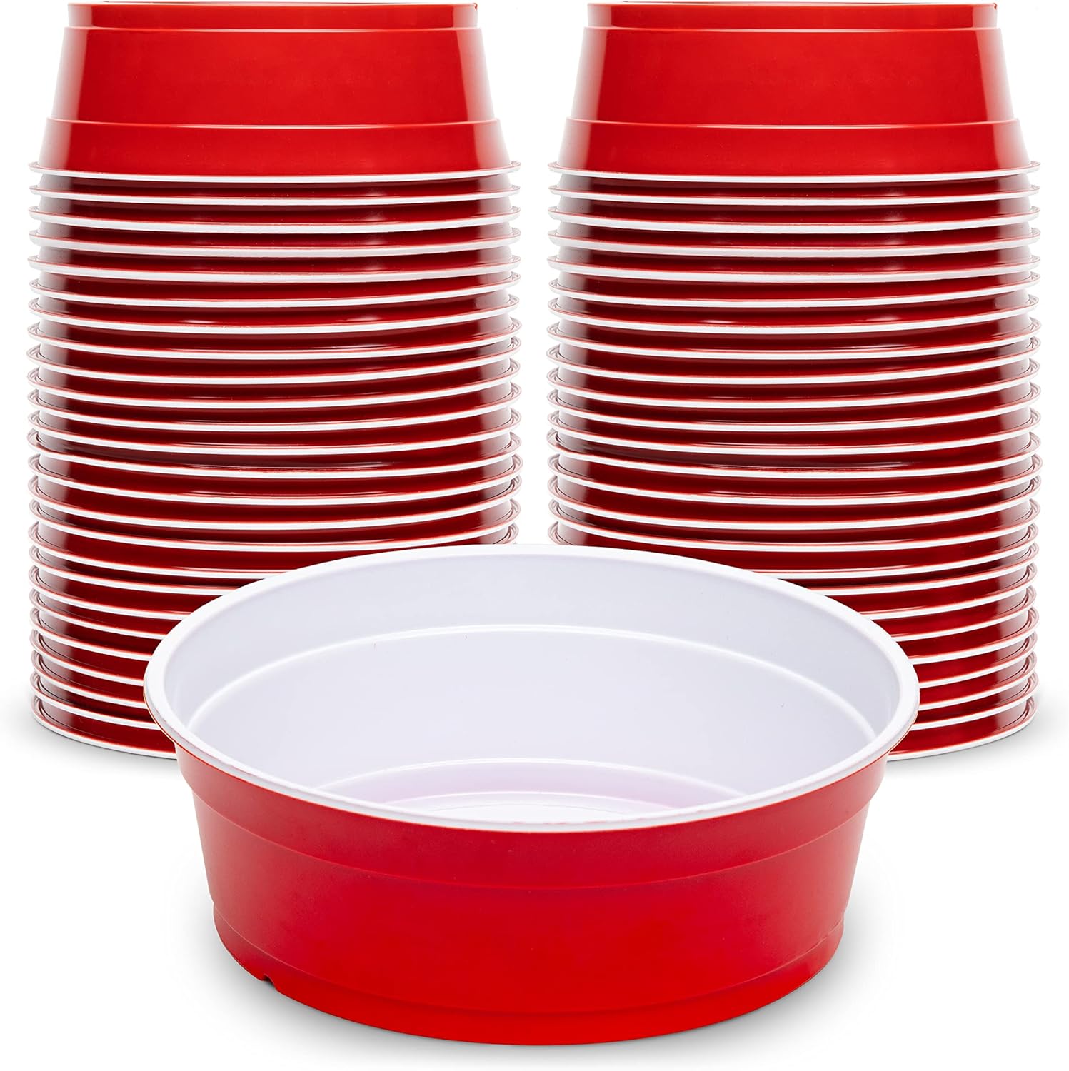 GoBig Red Party Cup Bowls - Large Disposable Plastic Bowls - 22 oz or 60 oz