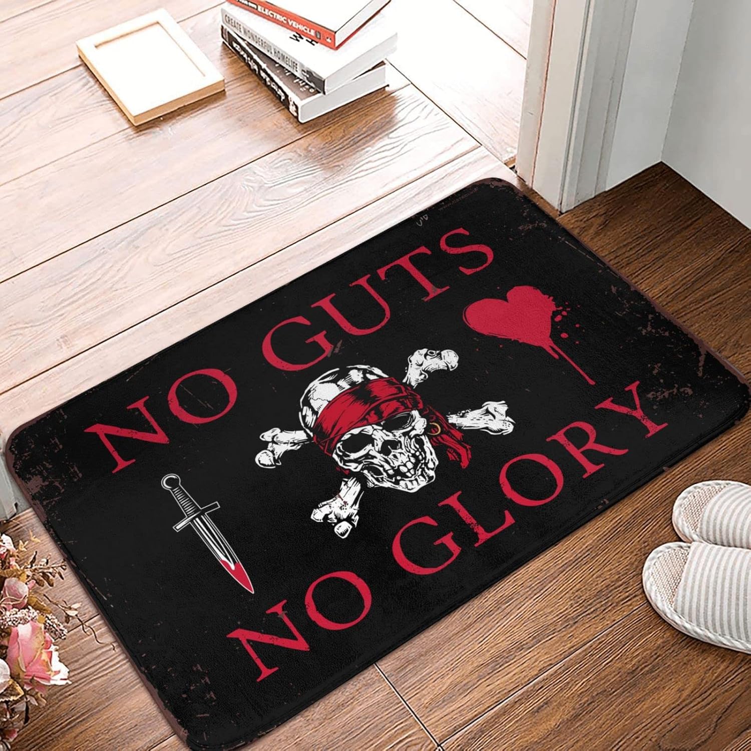 BDIX Front Door Mats Indoor Pirate No Guts No Glory Doormat Porch Mats for Front Door Outside Man Cave Stuff(50X80CM)