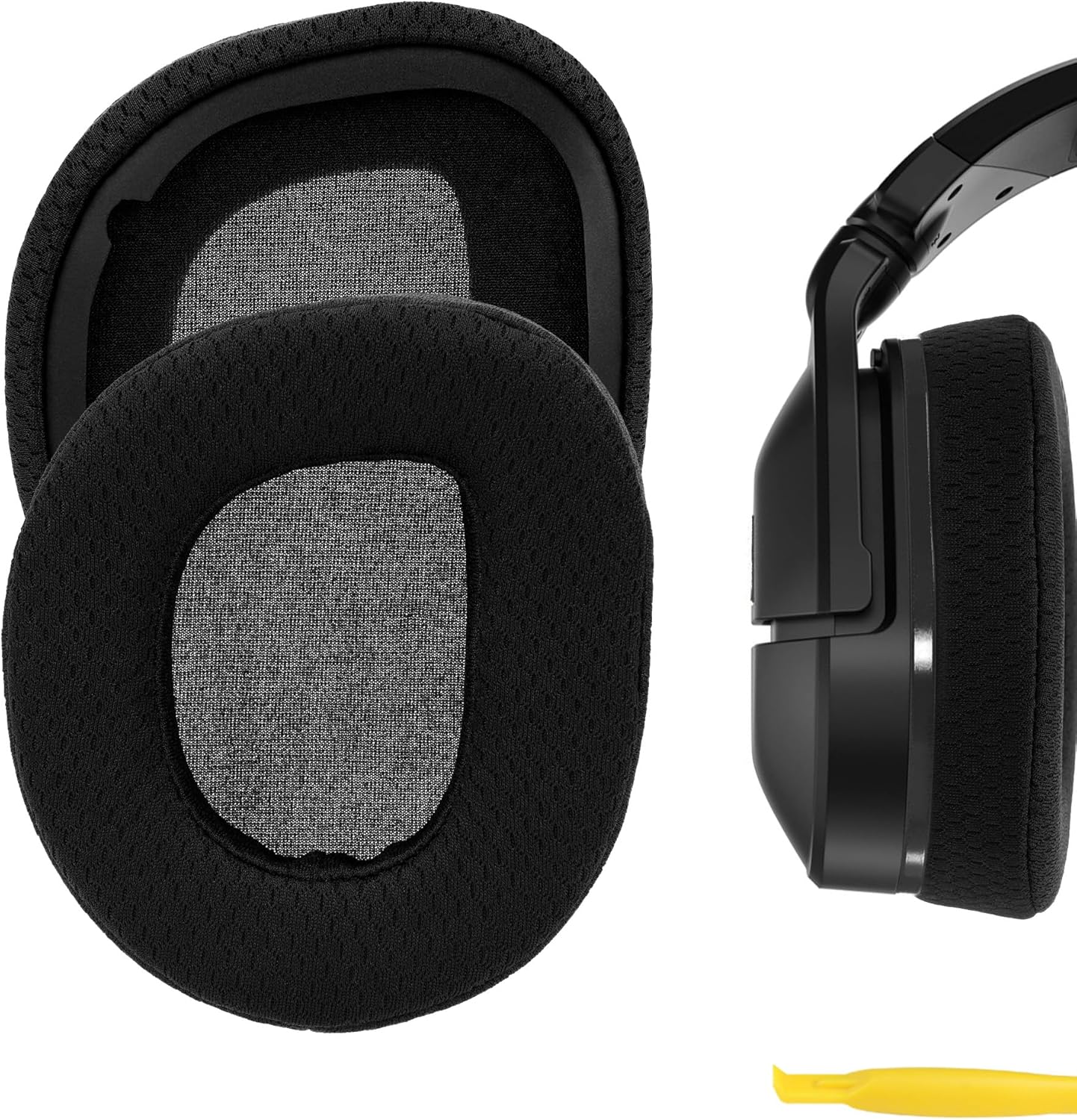 Geekria Comfort Mesh Fabric Replacement Ear Pads for Turtle Beach Stealth 600 Gen2/Gen2USB/Gen2MAX/Gen3(600XB)/500 XB Wireless Headphones, Repair Parts (Black)