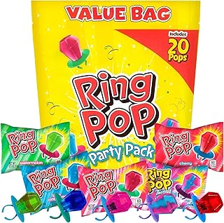 Ring Pop Halloween Bulk Variety Candy - 20 Ct Individually Wrapped Lollipops w/ Assorted Flavors - Fun Candy For Party Favors, Halloween Parties, Trick or Treat Goodie Bags, Bachelorette Parties