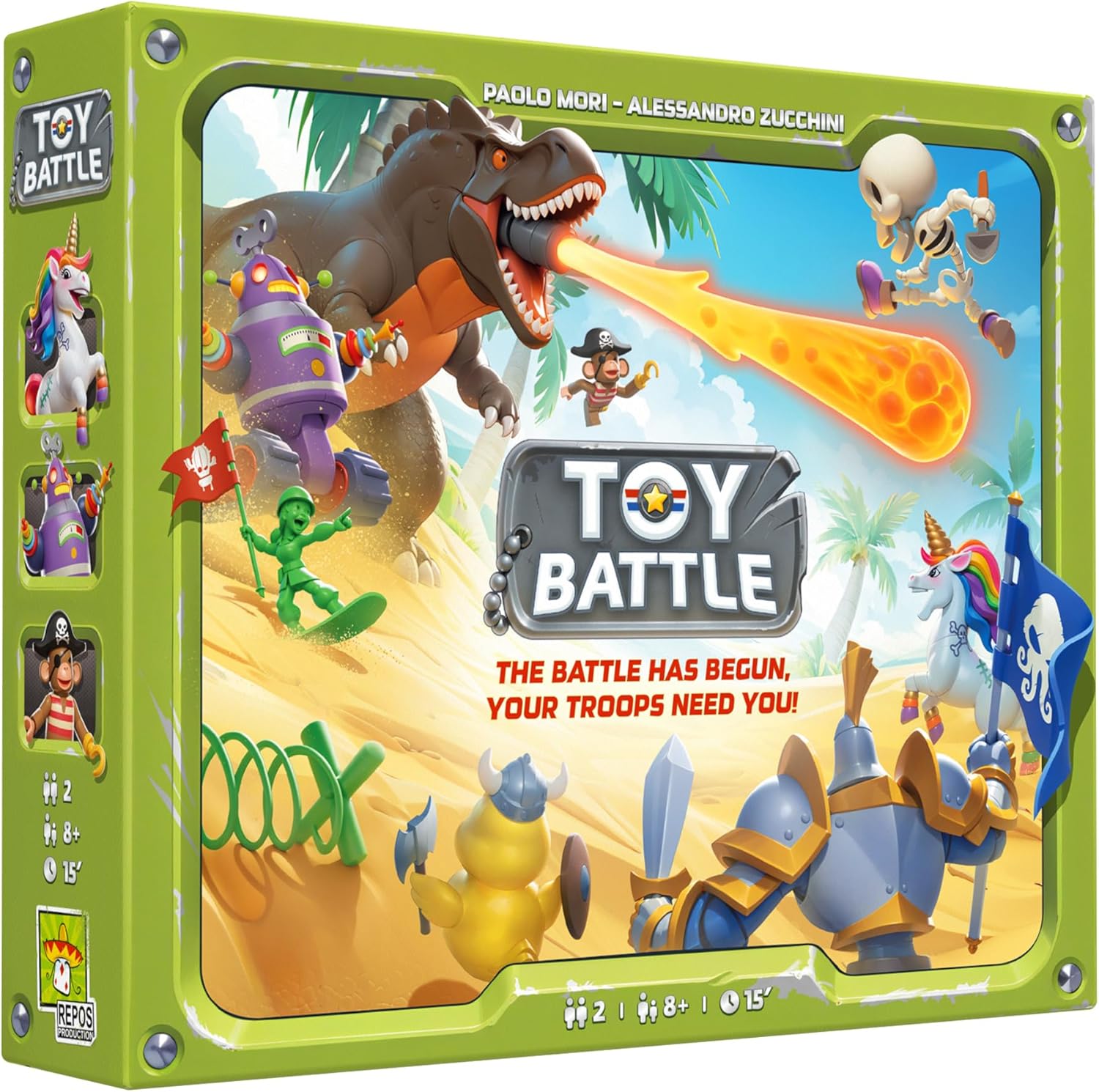 Toy Battle Board Game - Tactical Tile Placement and Troop Strategy Game with 8 Unique Terrains, Fun Family Game for Kids & Adults, Ages 8+, 2 Players, 15 Minute Playtime, Made by Repos Production