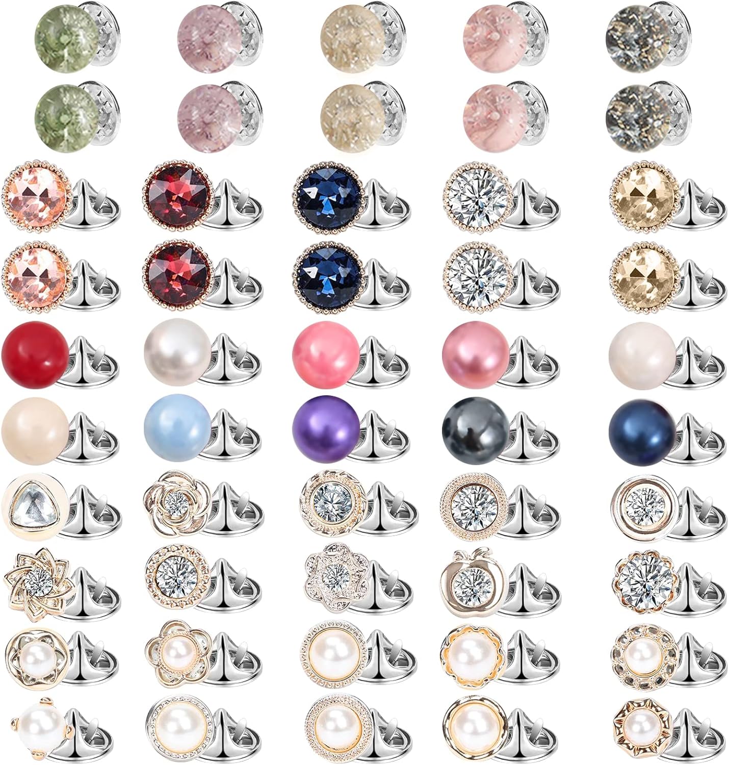 50 Pcs Cover Up Brooch Pins, VEGCOO Women Shirt Safety Brooch Buttons Blouse Pins Modesty Pins, Accidental Exposure Prevention Invisible Buttons for Women Girls Clothes Cardigans Dress