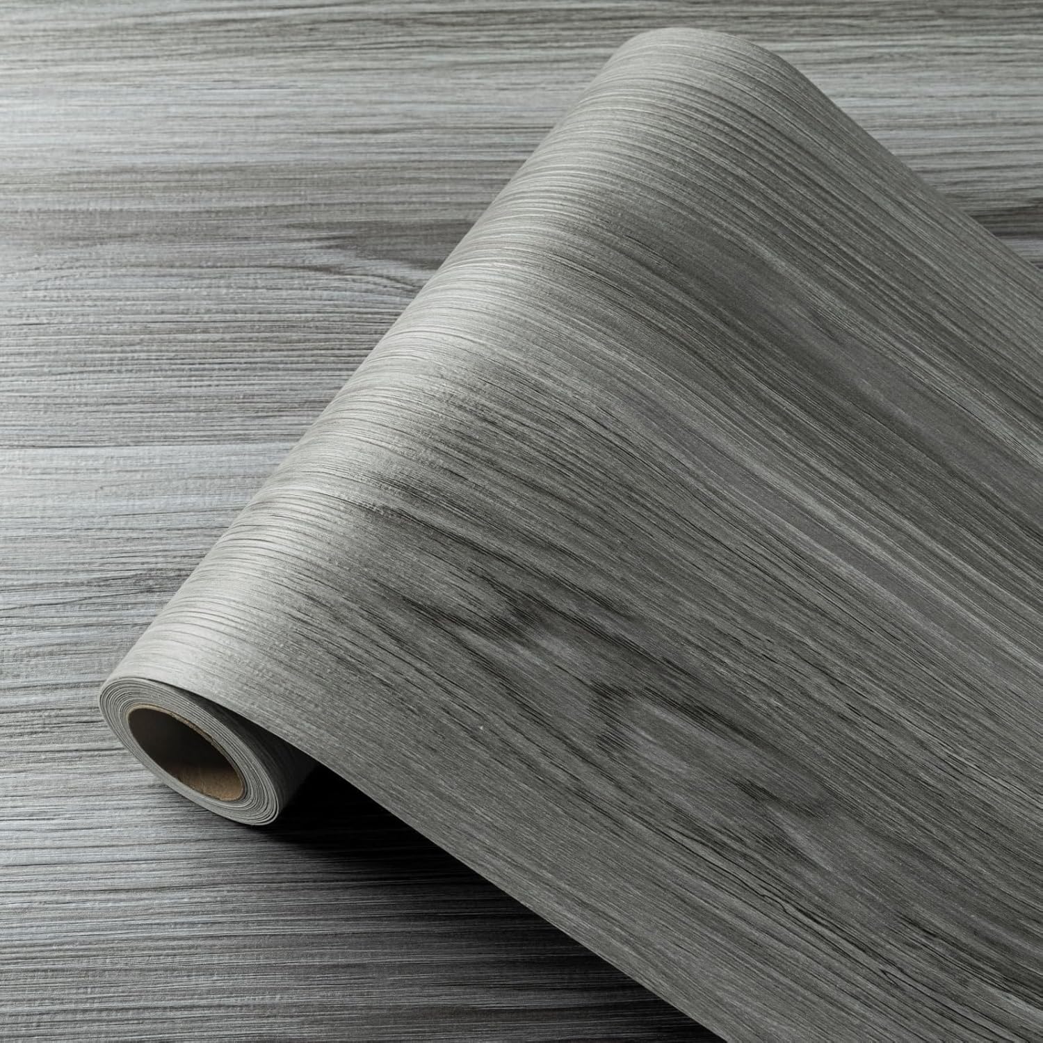 Vinyl Flooring Self Adhesive Floor Planks, Floor Tiles Self Adhesive Waterproof Peel and Stick for Kitchen Bathroom Living Room Dark Grey Wood PVC 30x300cm/Roll