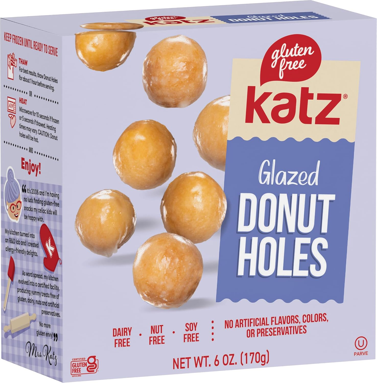 Katz Gluten Free Glazed Donut Holes | Dairy Free, Nut Free, Soy Free, Gluten Free | Kosher (1 Pack, 6 Ounce)