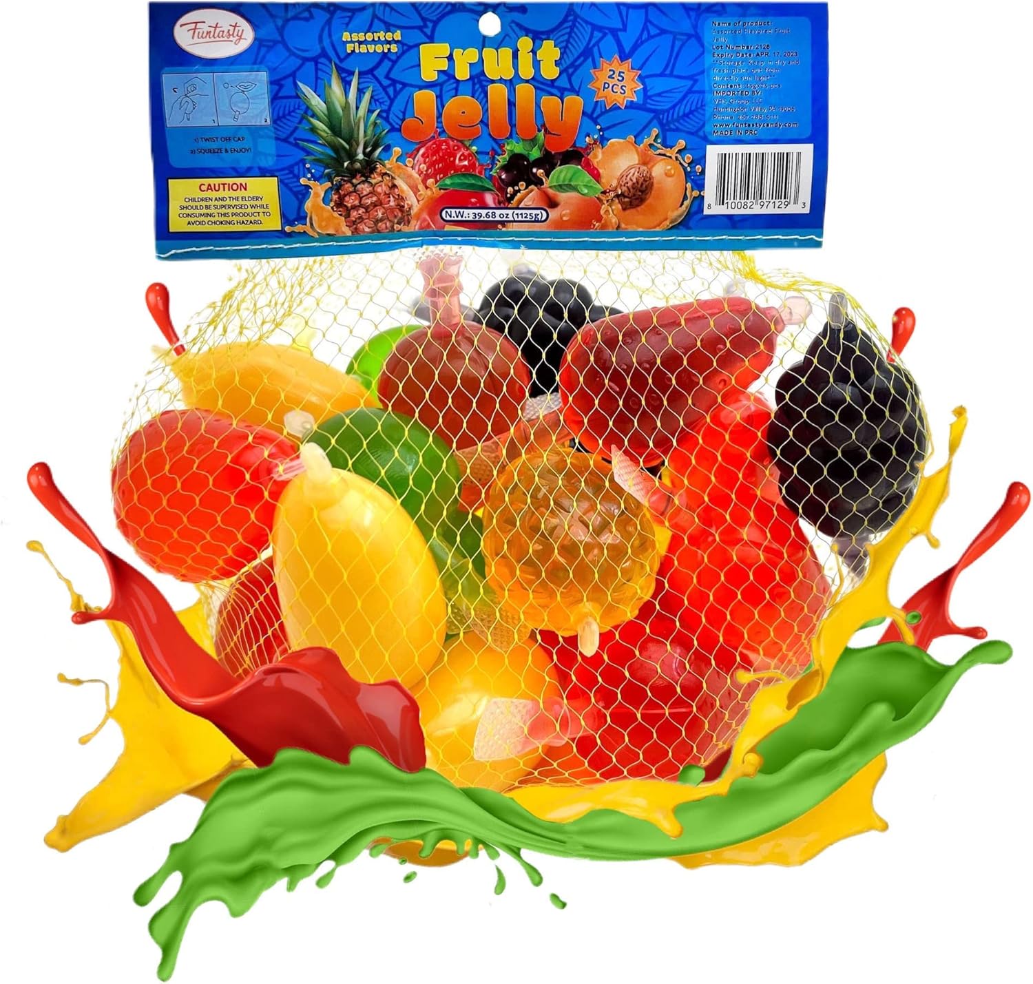 Funtasty 25 Assorted Flavours Squeezable Fruit Jellies