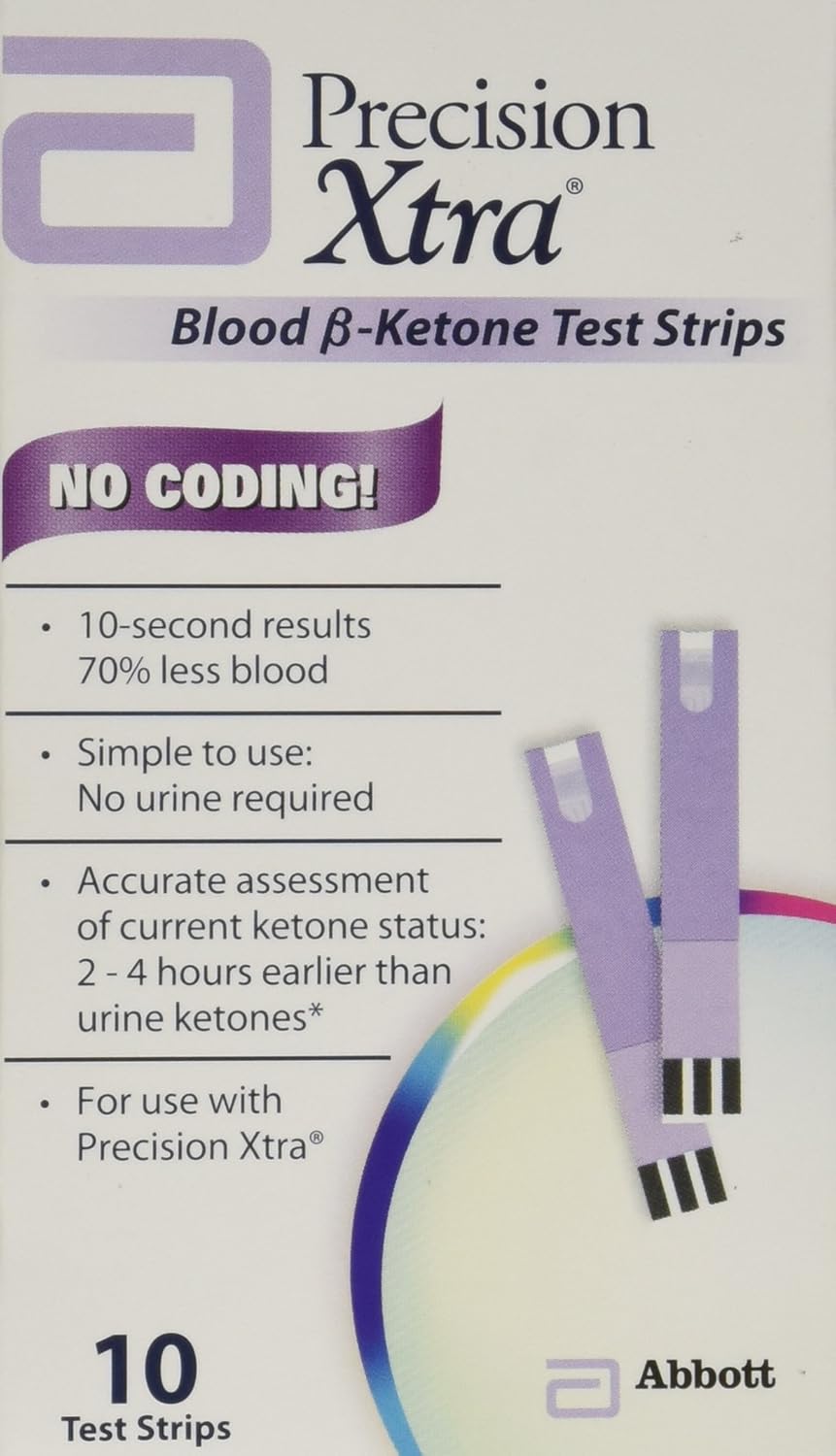 Precision Xtra Blood Ketone Test Strips - 10 ea - In Box
