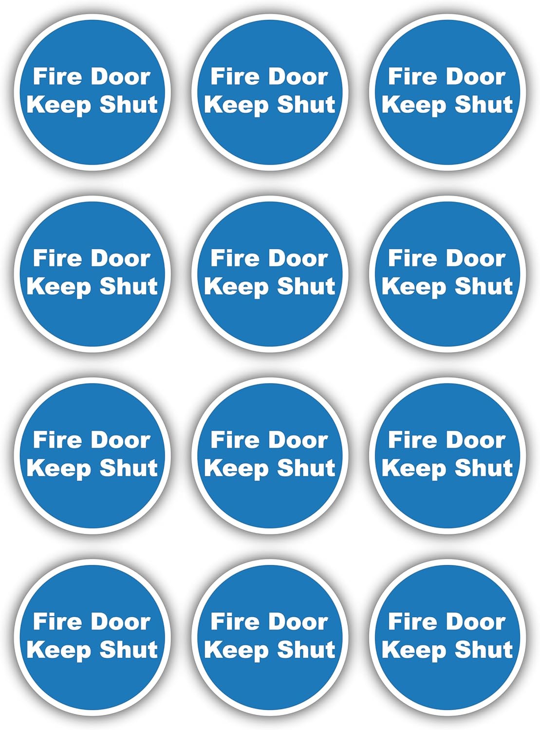 Stcky 12 x Fire Door Safety Signs [BS-5499 Compliant]- Fire Door Keep Shut Stickers Adherent Vinyl Stickers (80mm x 80mm)