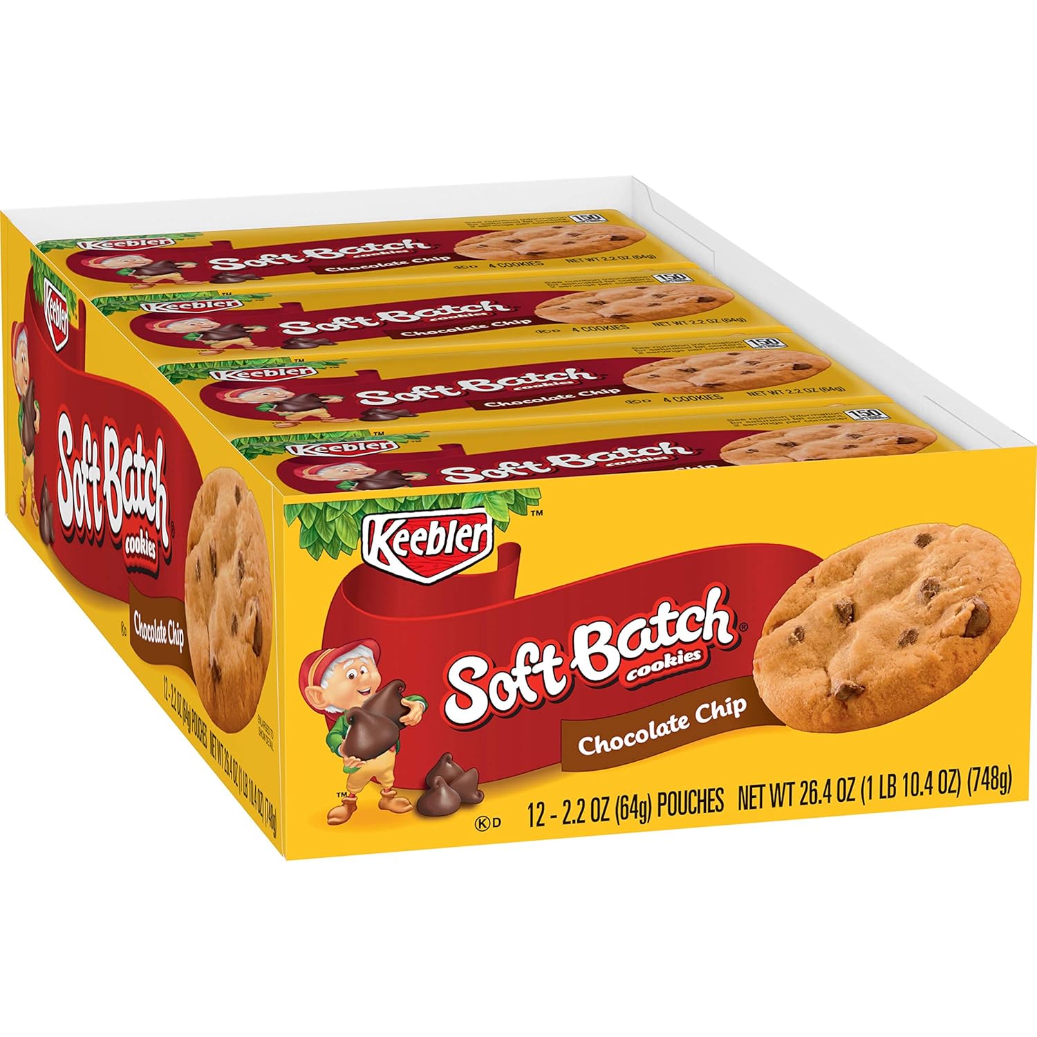 Keebler Soft Batch Chocolate Chip Cookies, 2.2 Oz., 12 Count (Pack of 1)