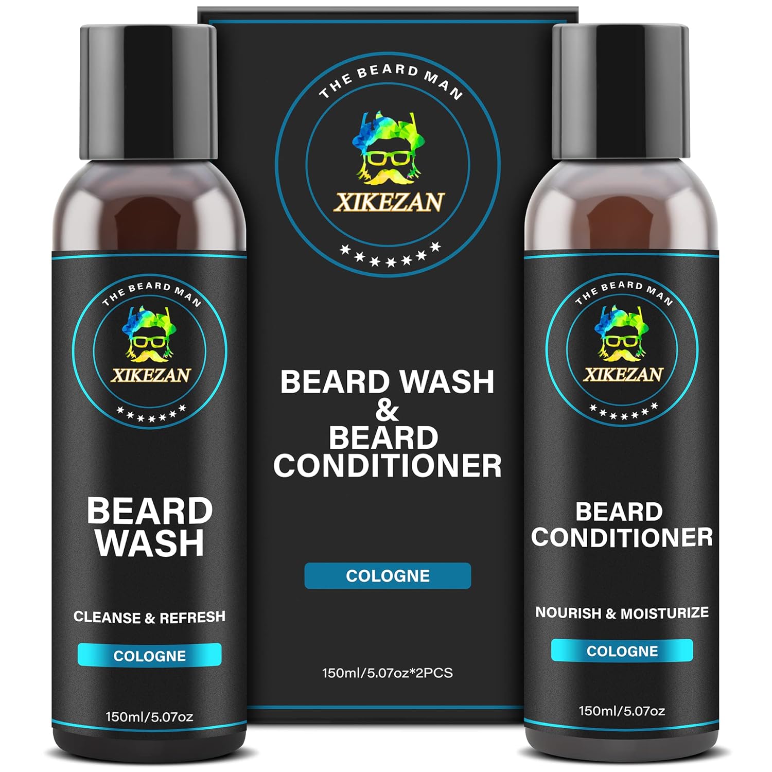 Beard Wash & Beard Conditioner Natural Beard Softener Set w/Argan & Jojoba Oils Smooths & Strengthens Beard Growth Christmas Stocking Stuffers Father Day Gifts for Men Him Dad Boyfriend Husband