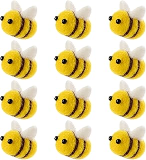 CINPIUK 12 Set Felt Bees for Crafts, Wool Felt Bumble Bee Plush for Tiered Tray Decoration Party Favors DIY Craft Jewelry Accessory