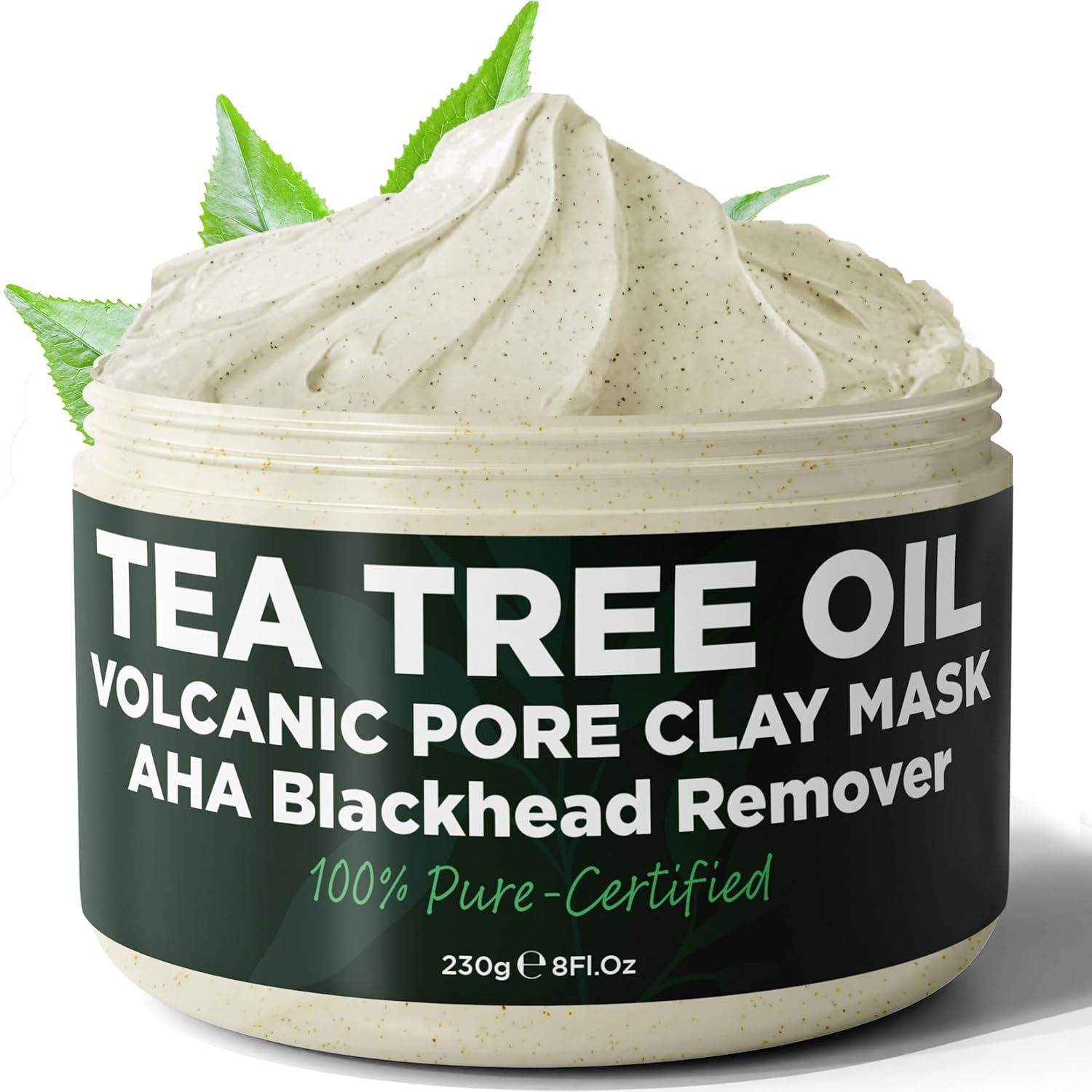 Blackhead Remover Mask With Tea Tree Oil | Clay Mask | Pore Minimizer for Face with Volcanic Ash | Soothes Redness & Irritation | Smooths Skin | Deep Cleansing Facial Treatment for All Skin Types