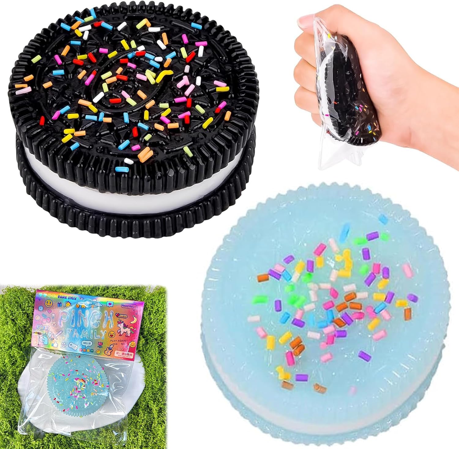 2 PCS Fufu Squishy, Squishy Oreo, Oreo Squishy, Taba Squishy, Ultra Soft Decompression Toy, Biscuit Stress Relief, Food Shape Pinching Simulation, Perfect for Kids and Adults