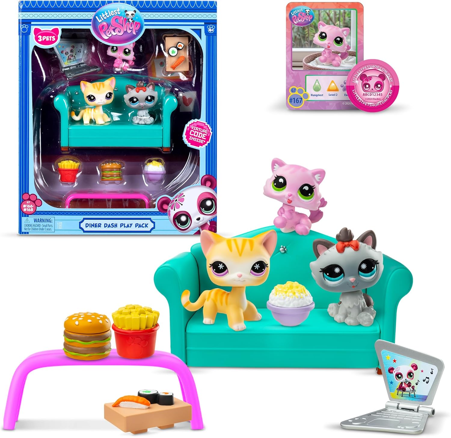 Littlest Pet Shop - Diner Dash Play Pack, Gen 7 Authentic LPS Bobble Head Toy Figure, Collectible Toy Animal, Ages 4+