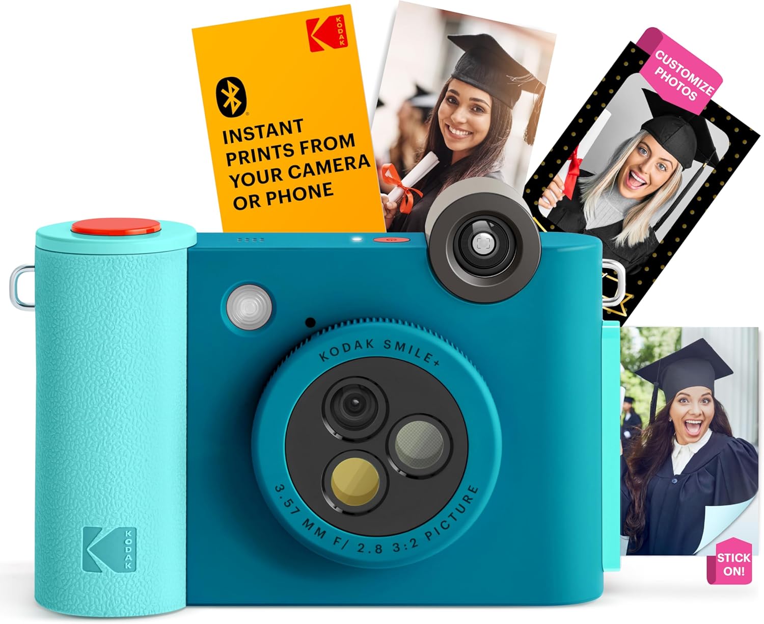 KODAK Smile+ 2-in-1 Digital Instant Print Camera & Wireless Bluetooth Photo Printer - 10MP, Special-Effect Rotating Lens, Zink 2x3” Sticky-Back Photos, Print via Fun App from Smart Devices - Blue
