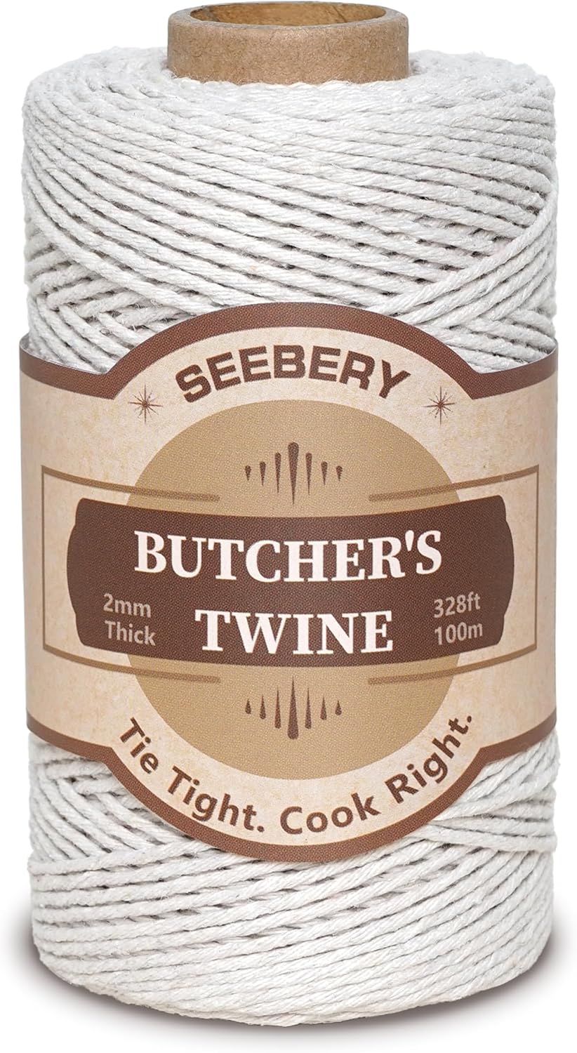 328Ft Butchers Twine – 100% Natural Cotton Kitchen String, Oven Safe for Tying Meat, Roasting, Trussing Turkey, Baking, Grilling – Food Grade for Cooking, Crafts, and Gift Wrapping