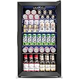 3.2 Cu.Ft Mini Fridge with Glass Door - 126 Can Beverage Refrigerator Cooler for Drink Beer Wine Soda, Small Fridge for Bedroom Office Bar Dorm, 4 Adjustable Shelves, Black