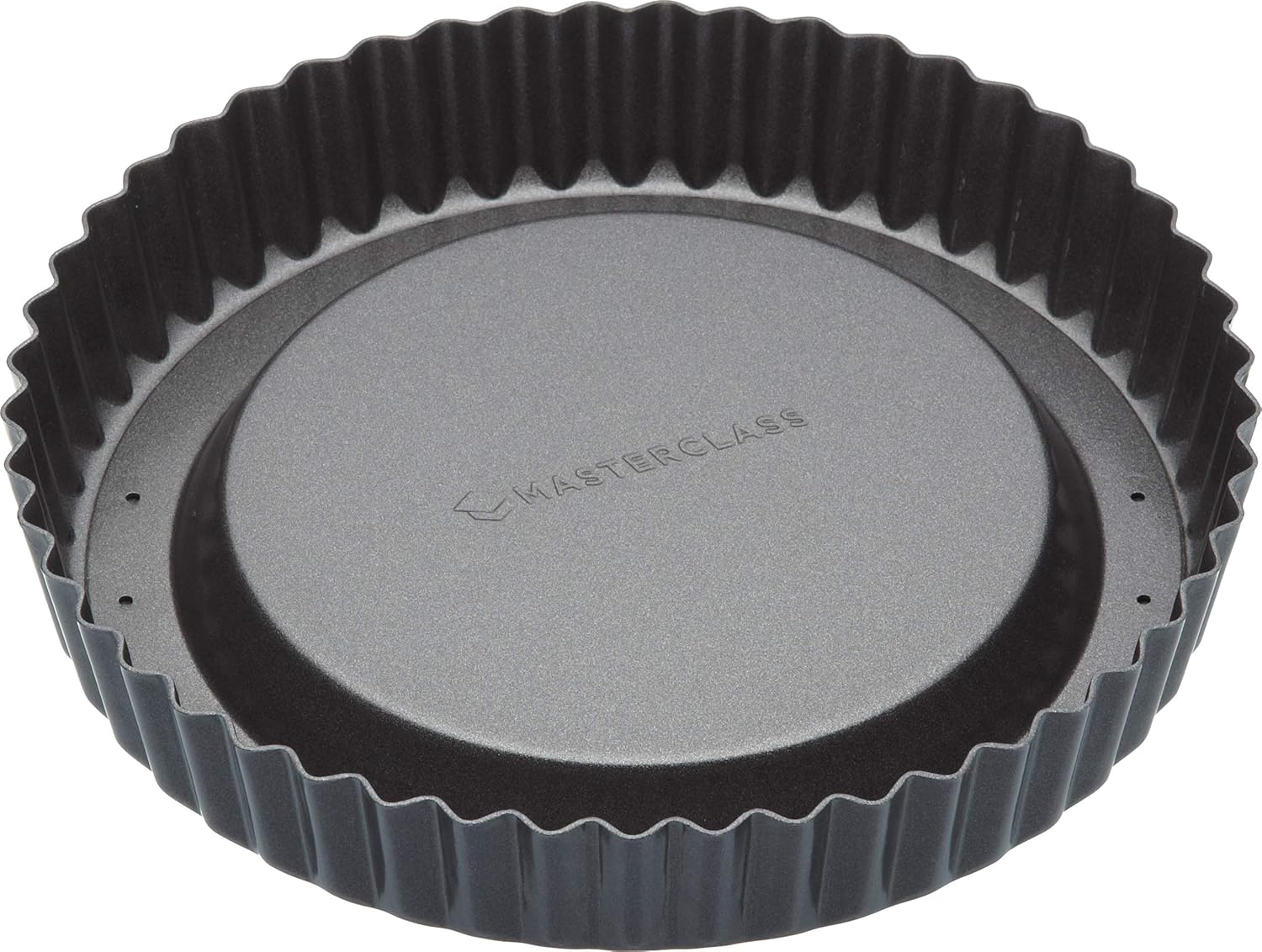MasterClass Sponge Flan Tin with Raised Loose Base, 20 cm Fluted Tin, Non Stick, Heavy Duty Carbon Steel, PFOA Free, Grey