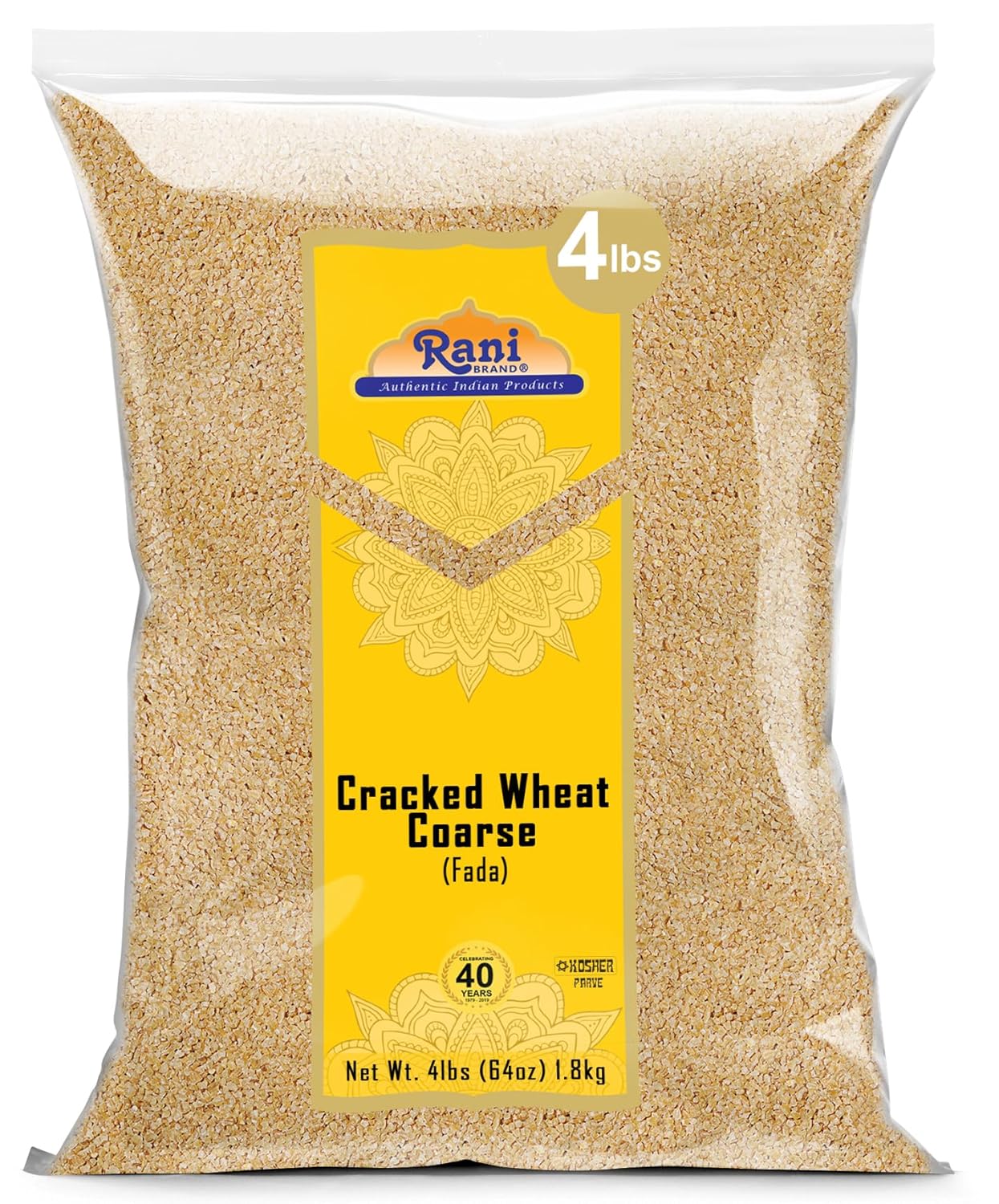 Rani Cracked Wheat Coarse (Fada/Bulgur Wheat#3) 64oz (4lbs) 1.81kg Bulk ~ All Natural | Vegan | Gluten Friendly | NON-GMO | Kosher | Indian Origin