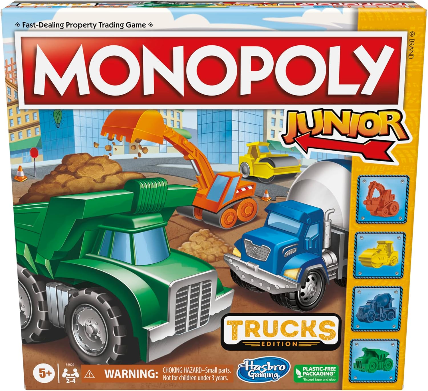 Monopoly Junior Trucks Edition Board Game for Kids Ages 5+, 2-4 Player Kids Games (Amazon Exclusive)
