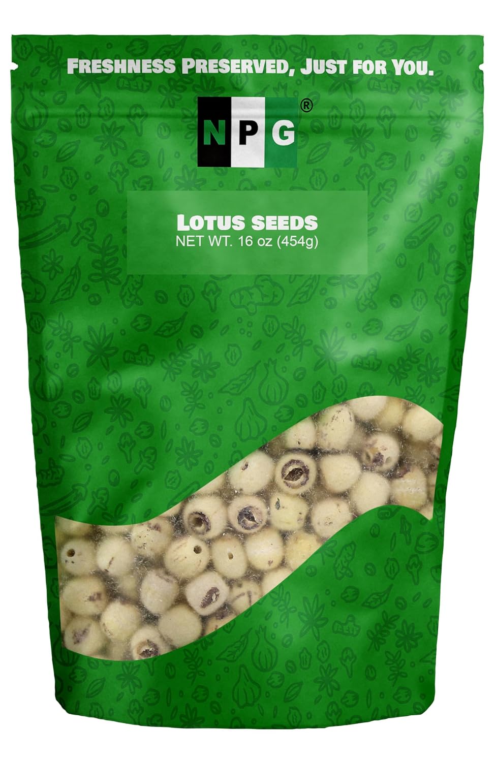 NPG Dried Lotus Seeds 16 oz, Uncooked White Lotus Seeds | Perfect for Lotus Seed Paste, sweet soup, porridge and Chinese desserts, mild nutty flavor, all natural
