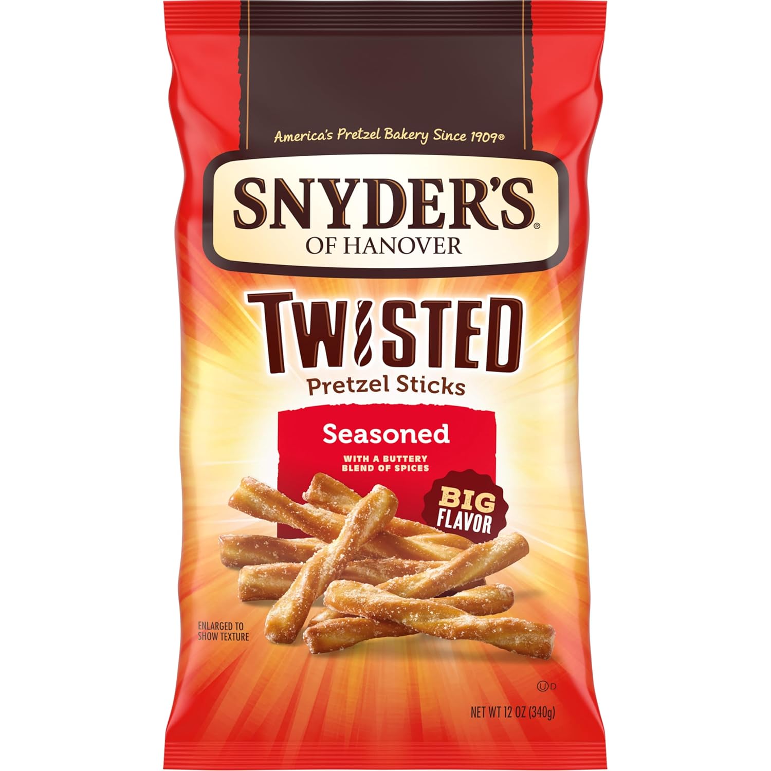 Snyder's of Hanover, Seasoned Twisted Pretzel Sticks, 12 Oz Bag