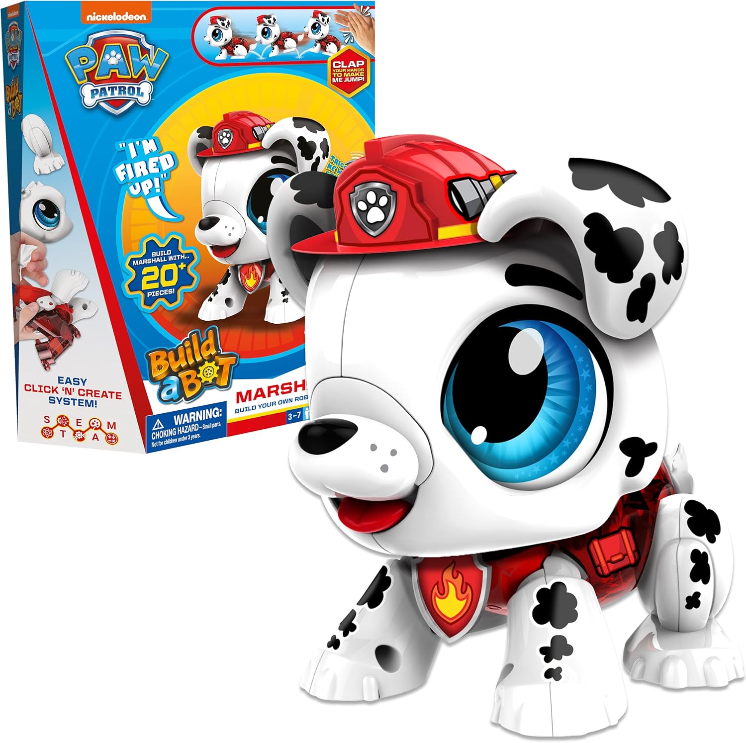 Build-a-Bot: Paw Patrol - Marshall | Build Your Own Interactive Paw Patrol Characters | Easy Click 'n' Create System | 20+ Piece STEM Robot Kit for Kids | For Ages 3+