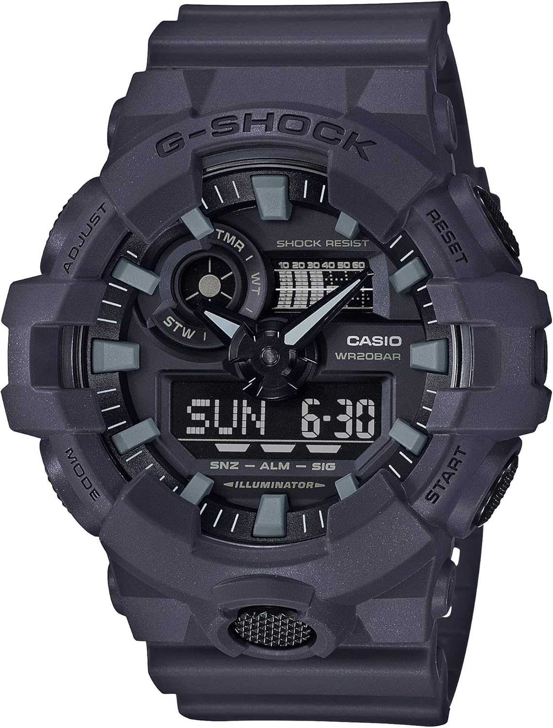 Casio Men's XL Series G-Shock Quartz 200M WR Shock Resistant Resin Color: Matte Grey (Model GA-700UC-8ACR)