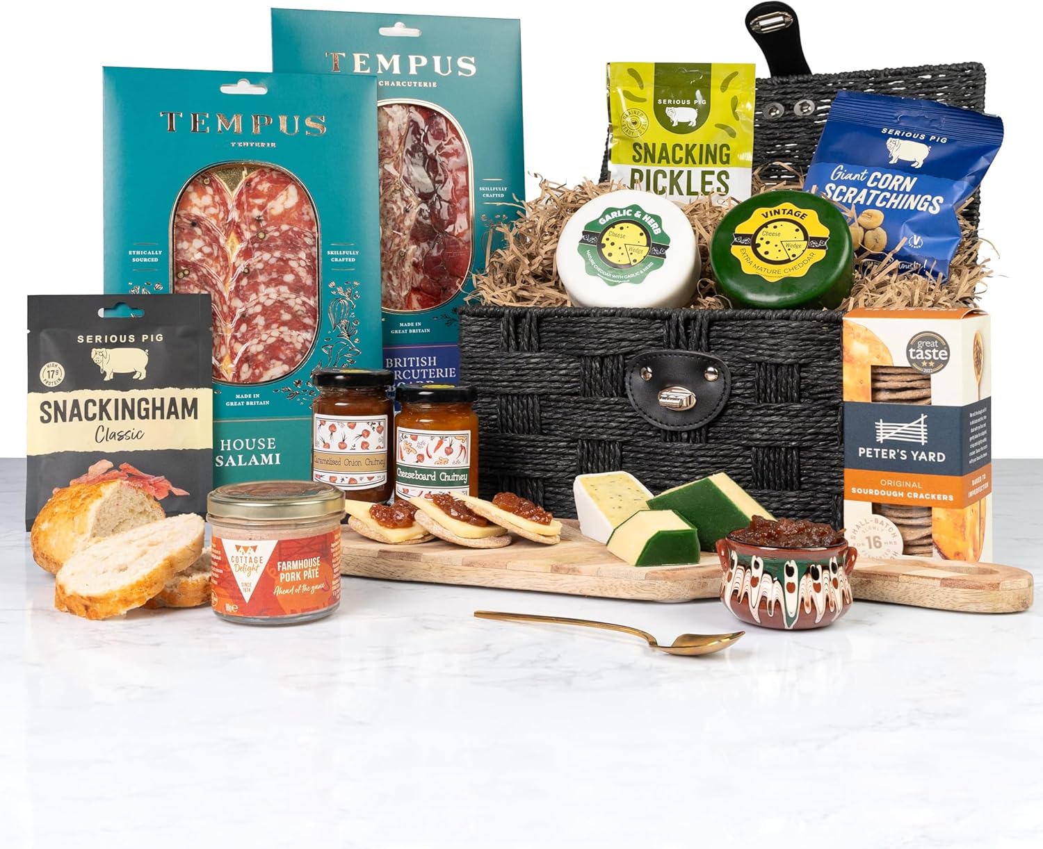 Charcuterie Gourmet Hamper | Gift Hamper with Meats, Cheeses, Chutneys, Pâté & Snacks | Perfect Cheese & Meat Food Gift for Men, Women & Food Lovers
