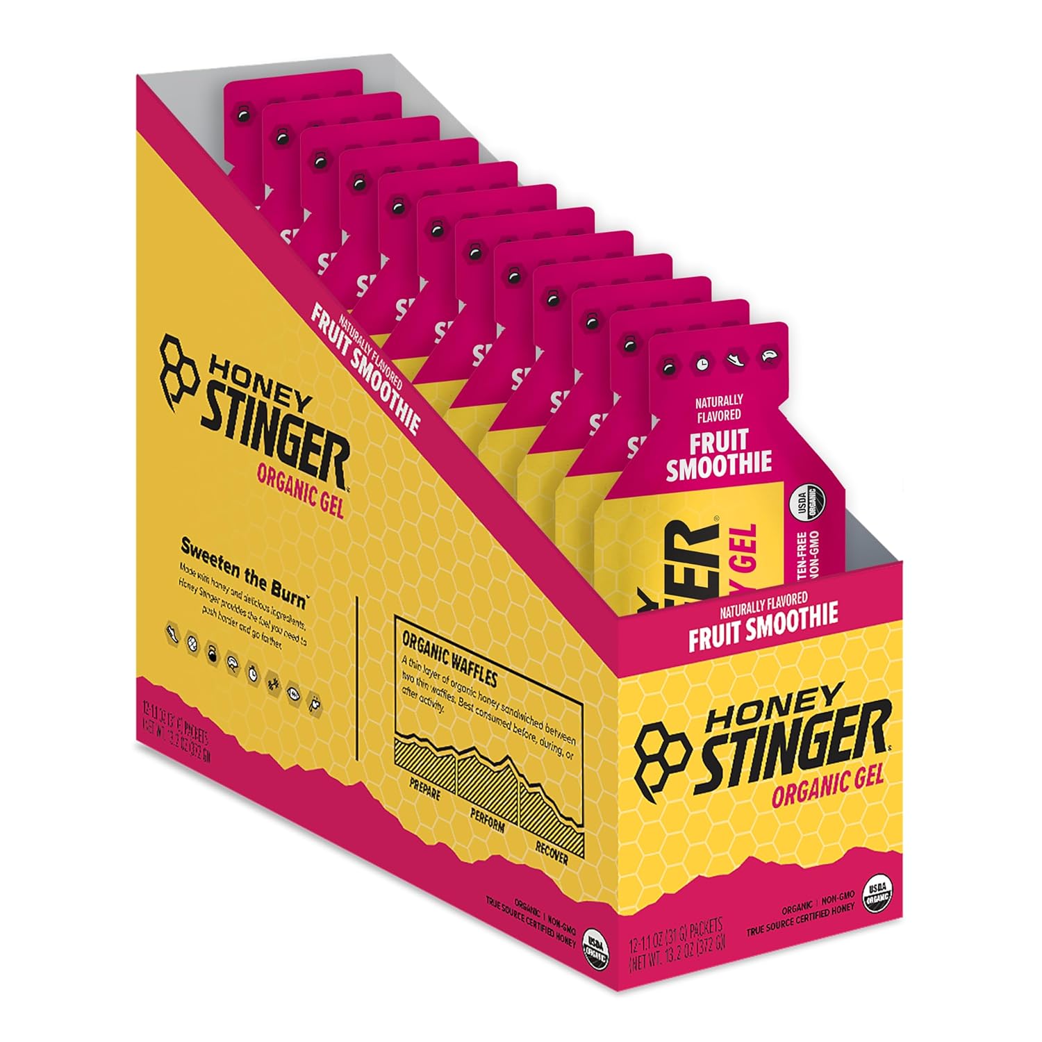 Honey Stinger Organic Fruit Smoothie Energy Gel | Gluten Free & Caffeine Free | for Exercise, Running and Performance | Sports Nutrition for Home & Gym, Pre and Mid Workout | 12 Pack, 13.2 Ounce