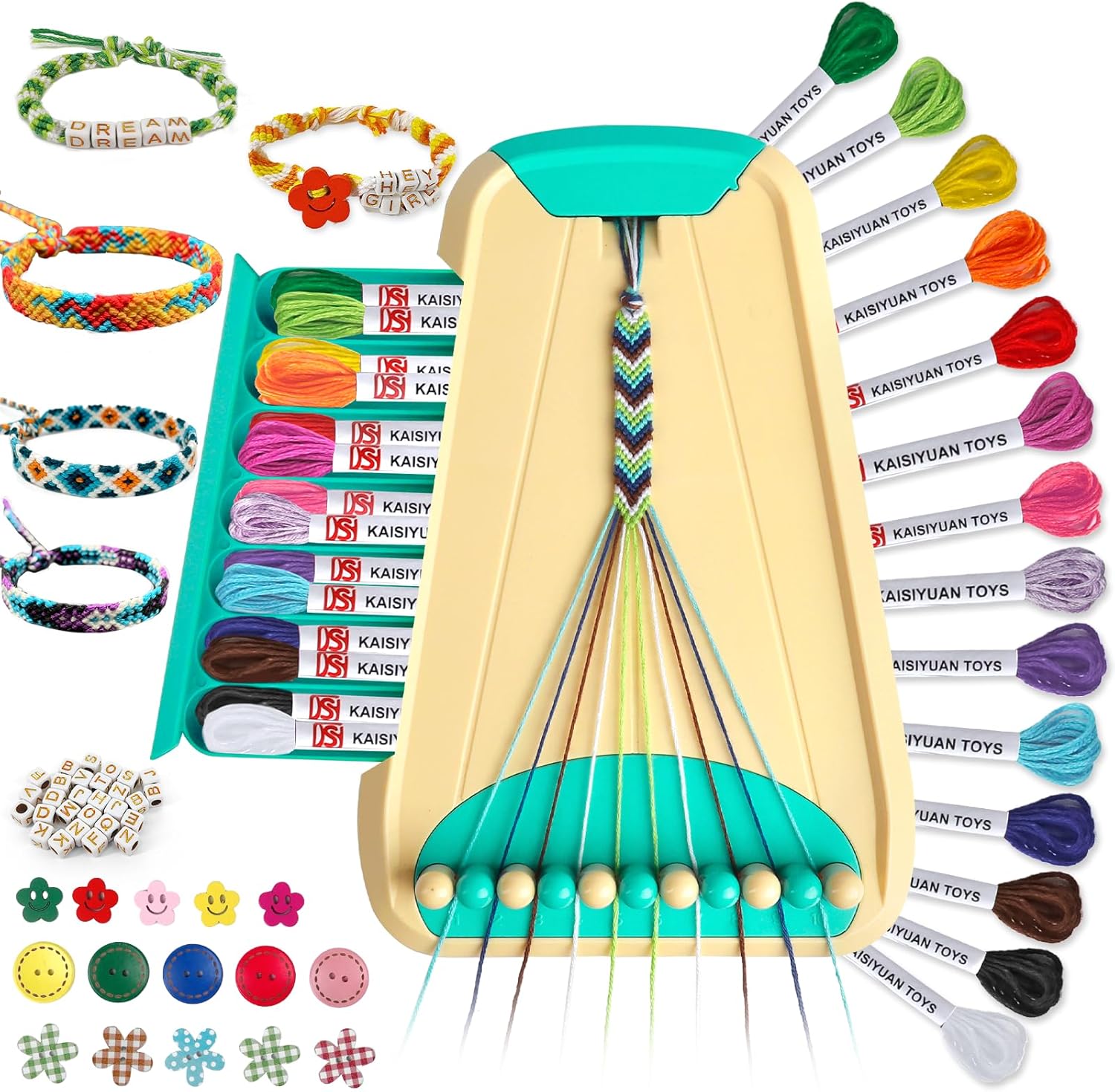 Arts and Crafts for Kids Ages 8-12,Friendship Bracelet Making Kit for Girl,Kids Jewelry Making Kit with 28 Pre-Cut Threads,Christmas Birthday Gifts for Ages 6 7 8 9 10 11 12 Year Old (Cyan)