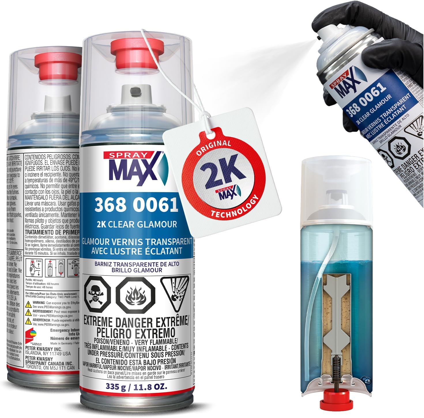 SprayMax 2K Glamour High Gloss Clear Coat | 2K Automotive Clear Coat Spray Paint | High Gloss Finishing Spray | UV-Resistant, Scratch & Gasoline Resistant | Professional Grade 11.8 oz