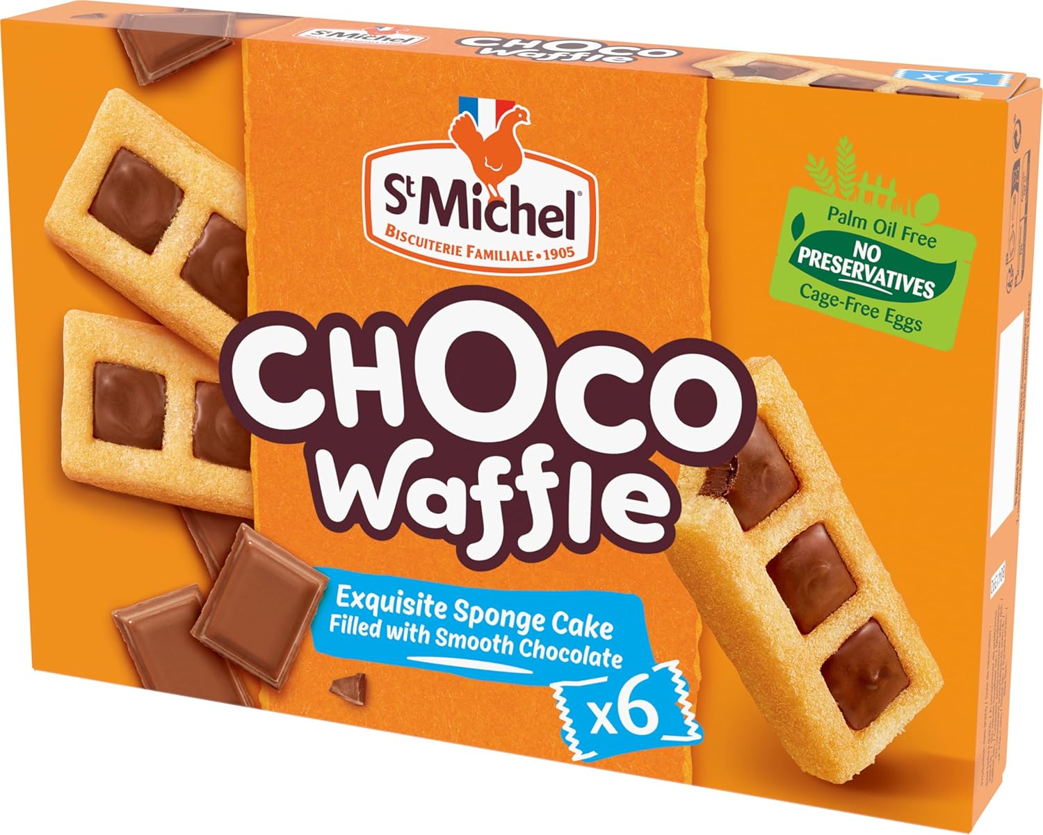 St Michel - Choco Waffle - Sponge Cake with Chocolate Coating - 6 Portions - 180 G