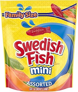 SWEDISH FISH Mini Assorted Soft & Chewy Candy, Family Size, Bulk Candy, 1.8 lb