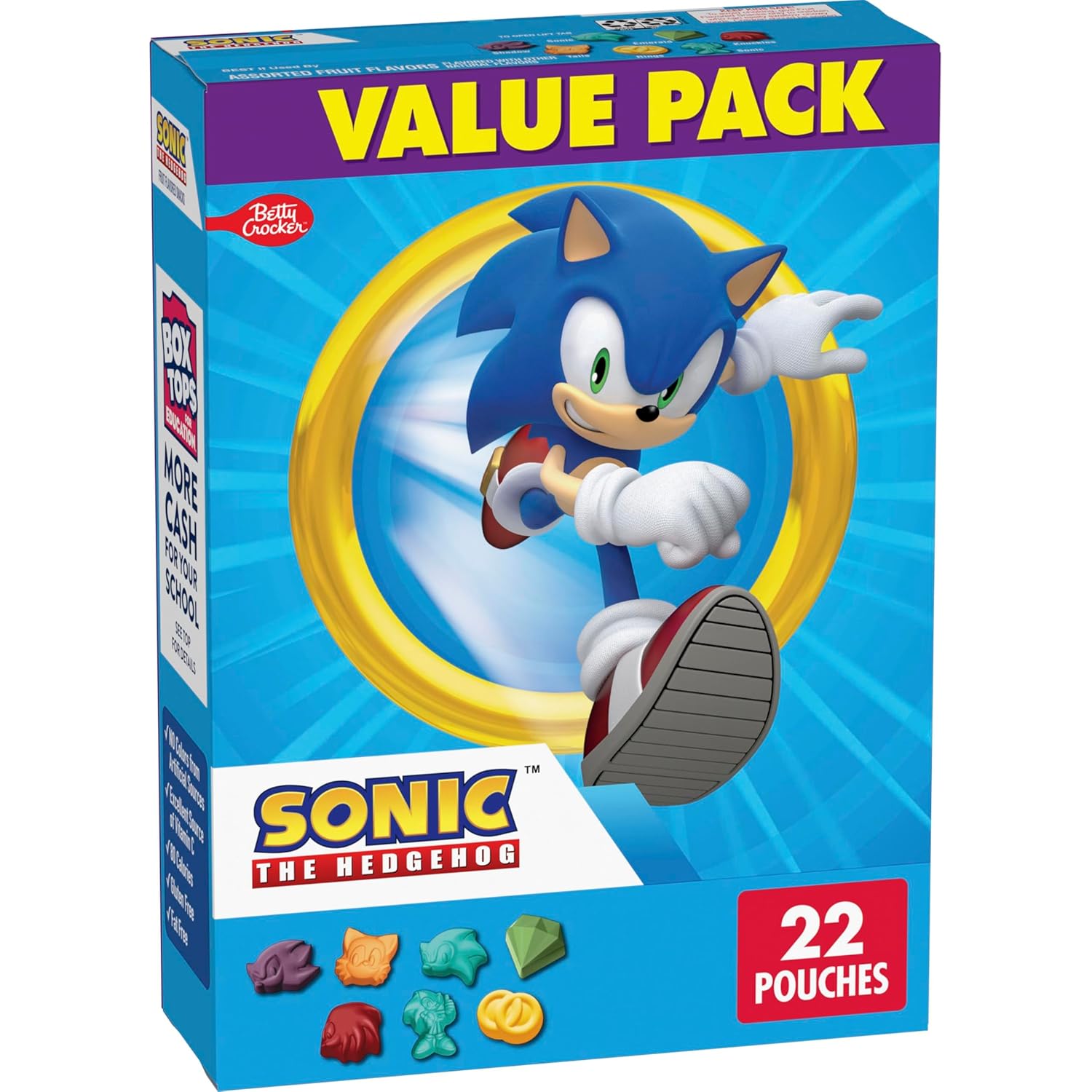 Sonic The Hedgehog Fruit Flavored Snacks, Treat Pouches, Gluten Free Snack, Value Pack, 22 Ct, 17.6 oz