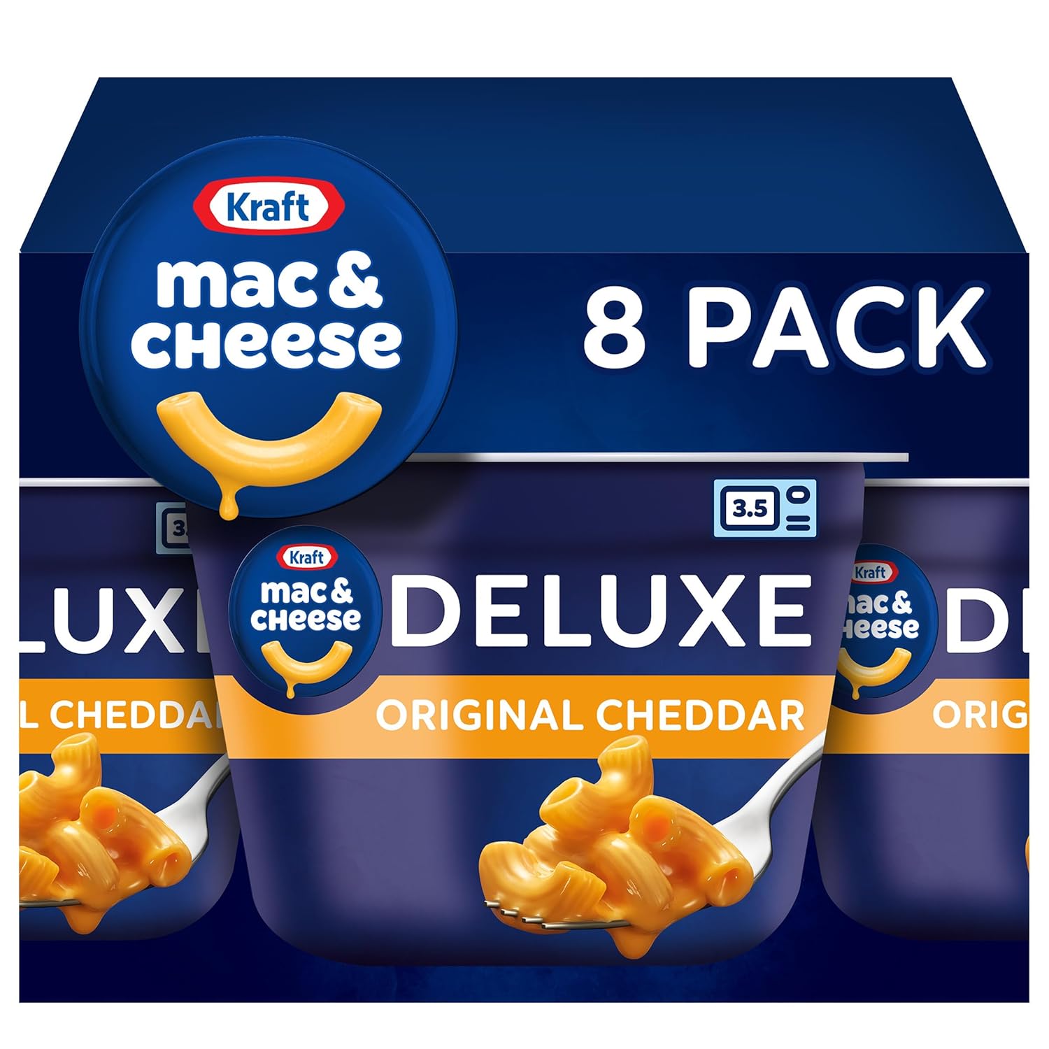 Kraft Deluxe Original Mac & Cheese Macaroni and Cheese Dinner Microwavable Dinner, 8 ct Box, 2.39 oz Cups