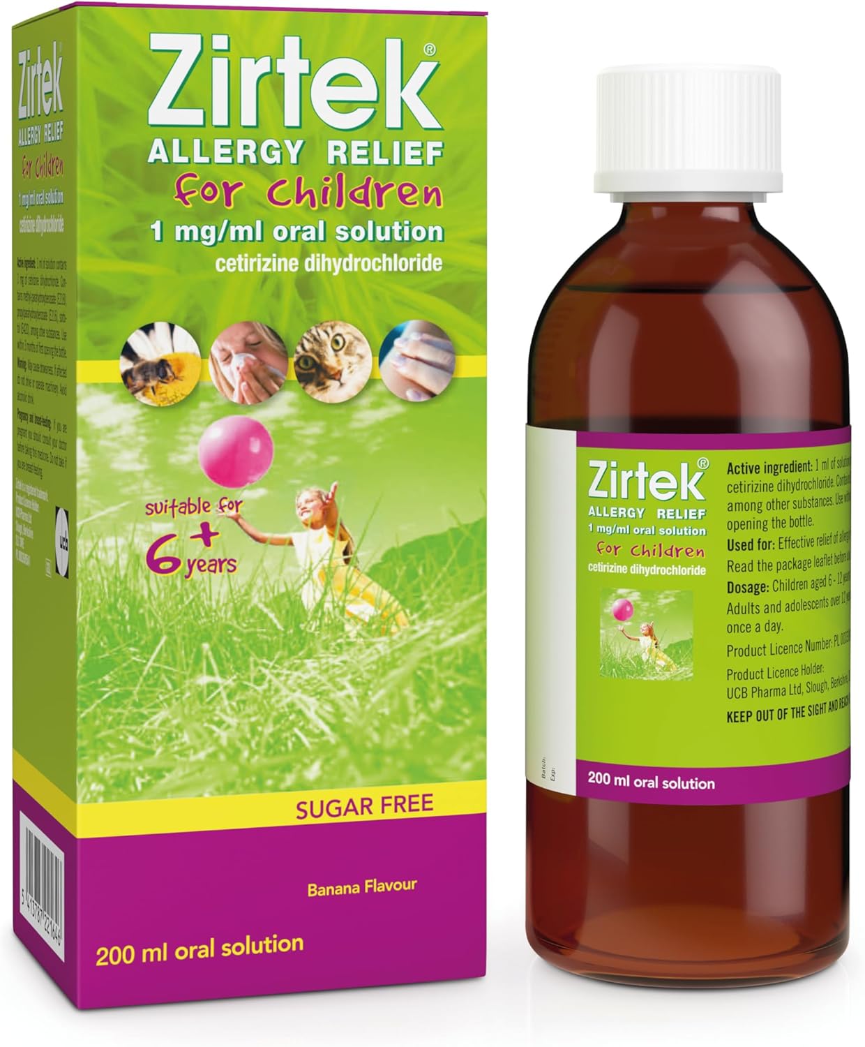 Zirtek Allergy Relief 200 ml Syrup | Hayfever, Dust, Pets, and Hives | Cetirizine Antihistamine Solution | Helps Relieve Allergic Symptoms | Kids antihistamine for Adults and Children Over 6 Years
