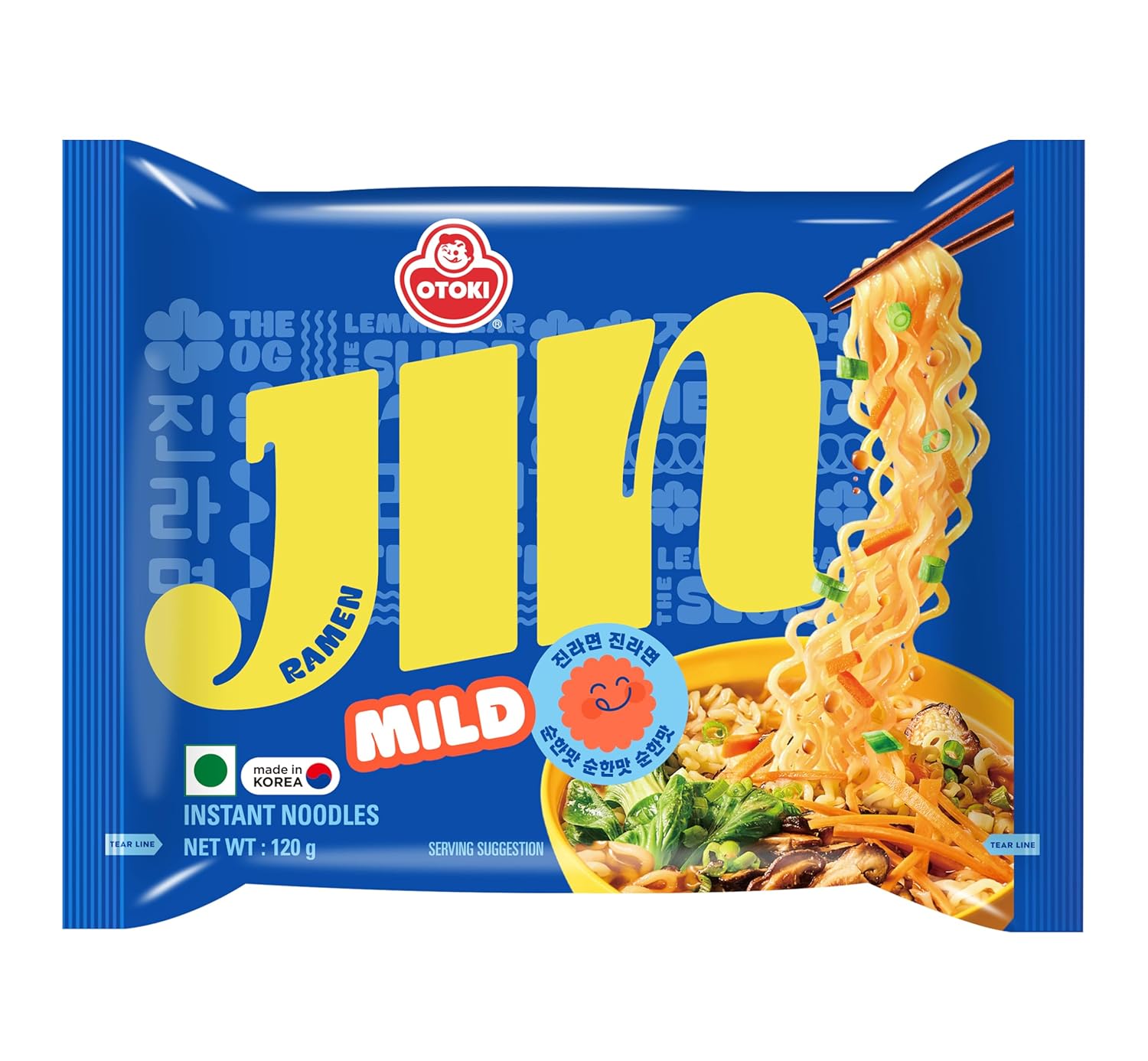OTOKI Jin Ramen Mild Spicy Autentic Korean Ramen 18 Packs in box (BTS Jin & JIN RAMEN edition) (MILD (PACK of 18))