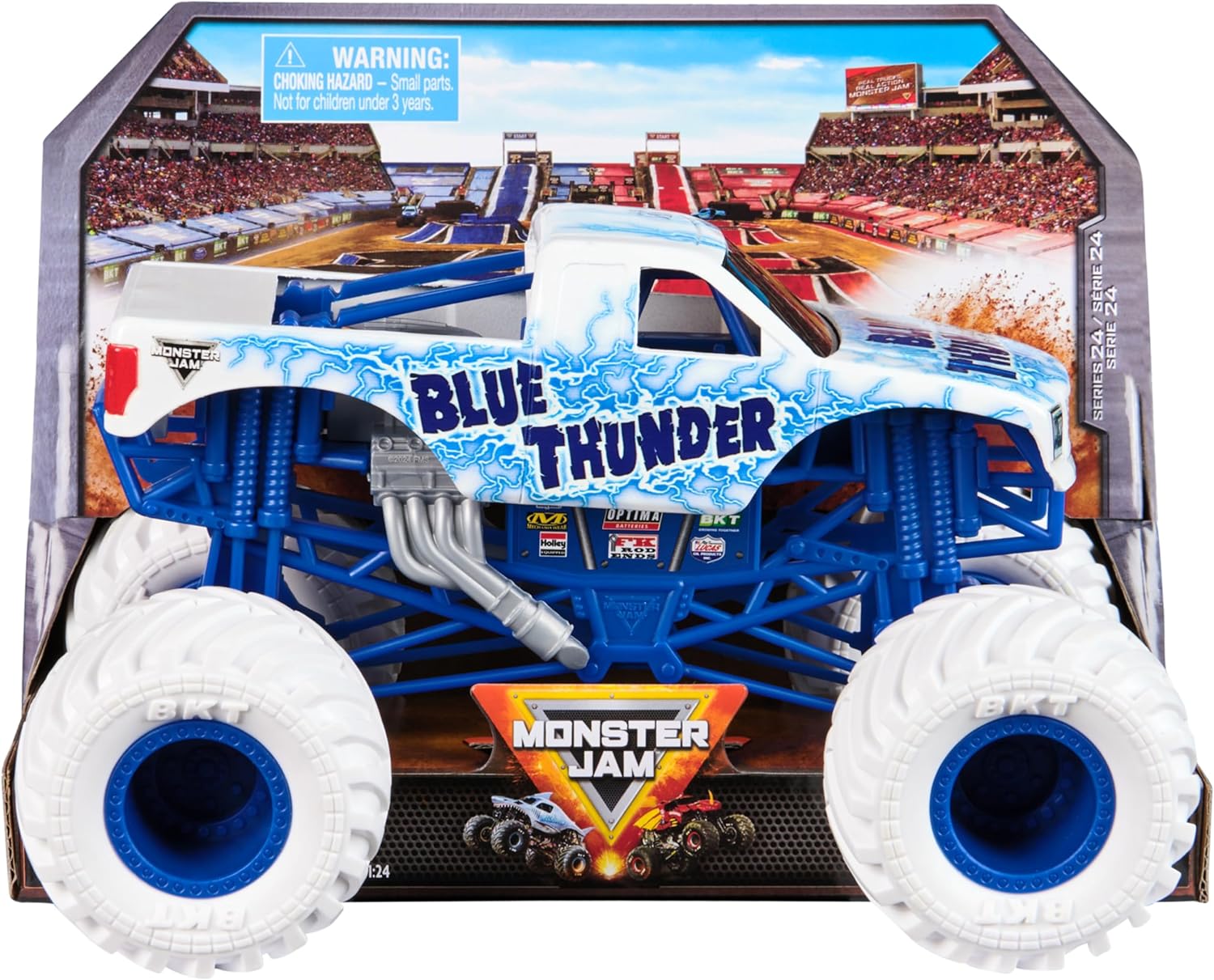 Monster Jam, Official Blue Thunder Monster Truck, Collector Die-Cast Vehicle, 1:24 Scale, Kids’ Toys for Boys and Girls Aged 3 and up